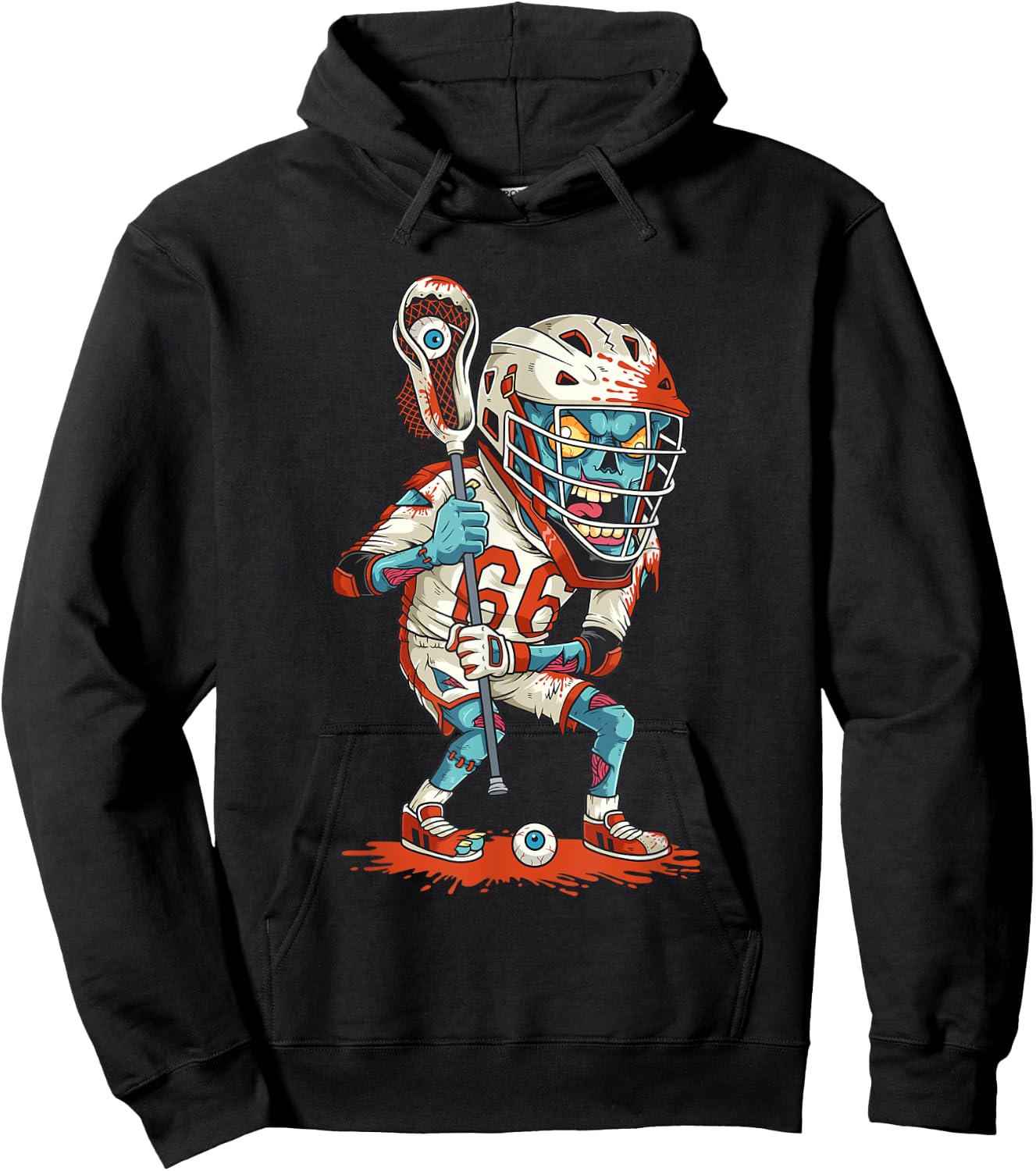 Funny Lacrosse Zombie Player Lax Lazy Halloween Costume Gift Hoodie - Hoodie | Black