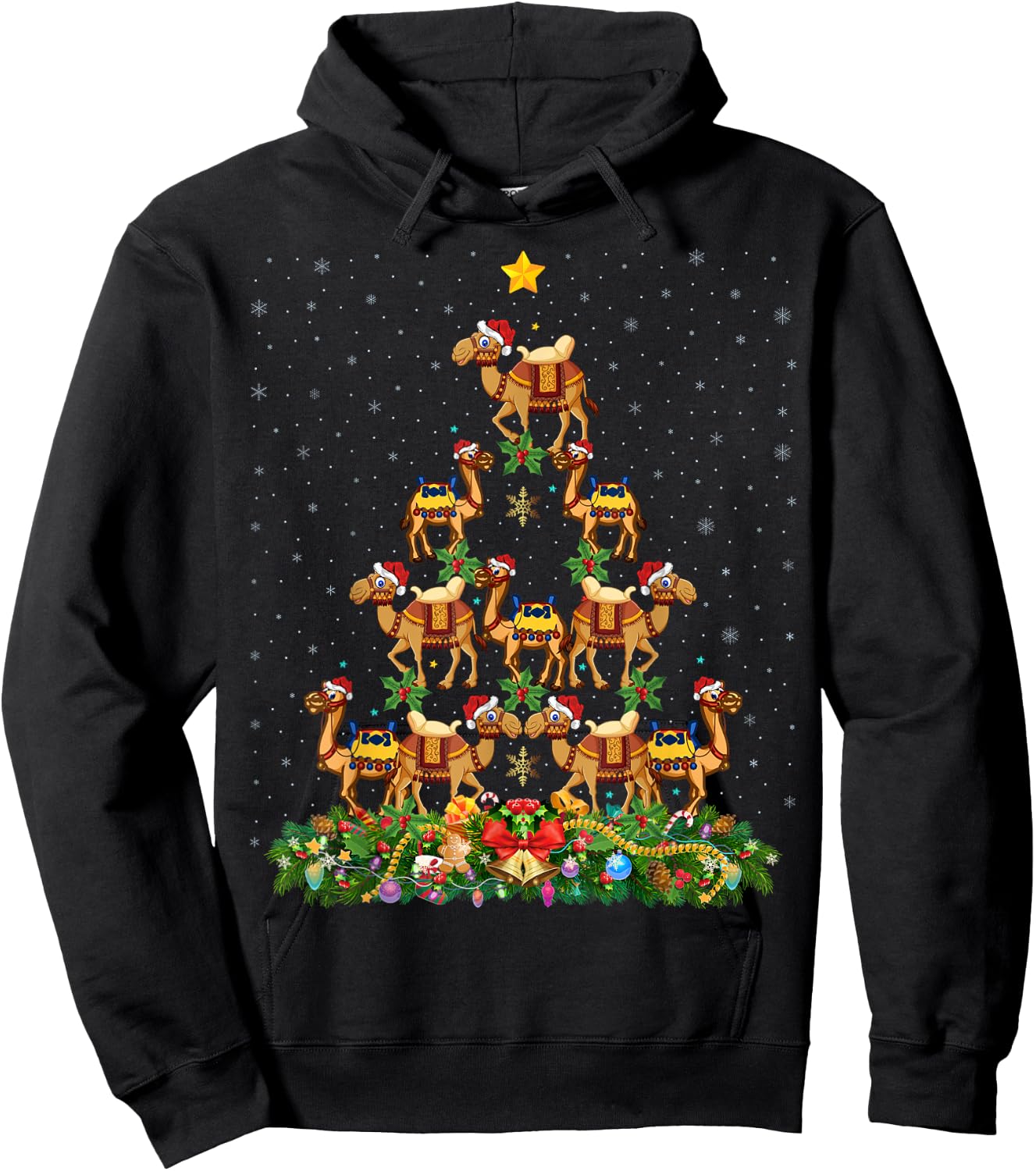 Camel Christmas Tree Gift Funny Christmas Camel Hoodie - Hoodie | Black