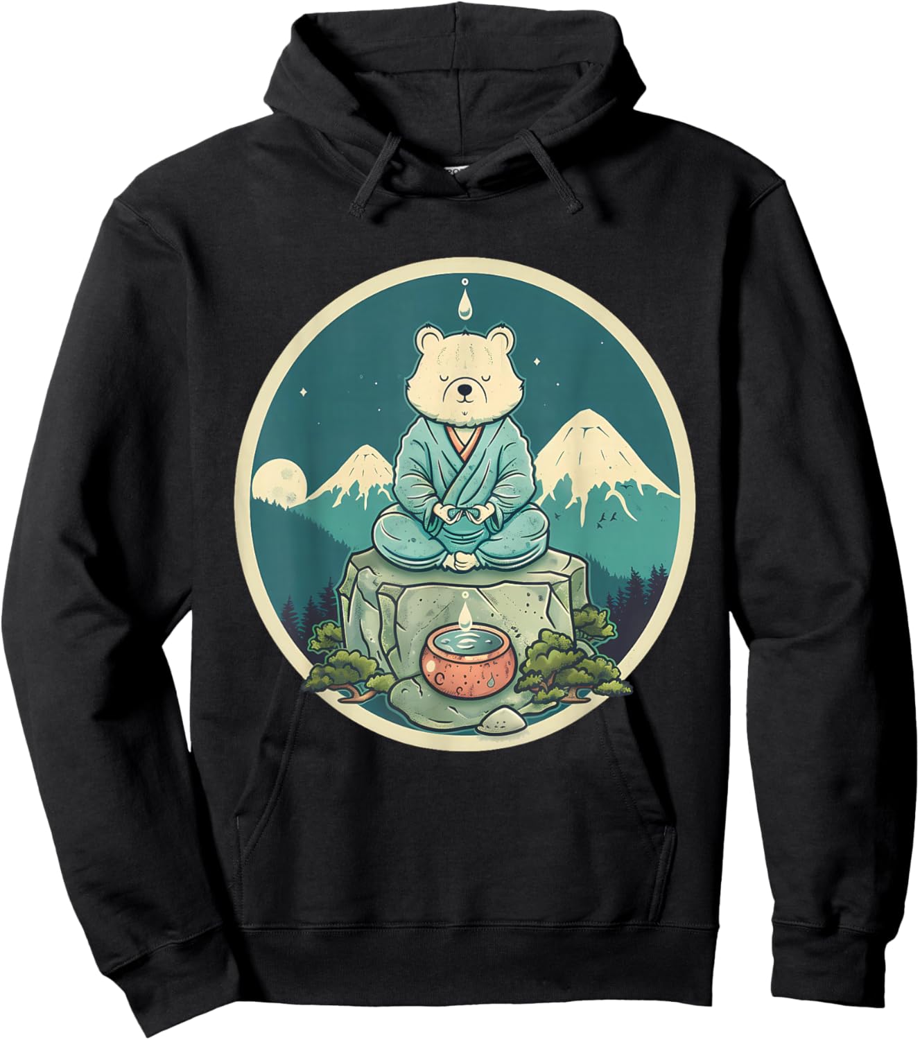 Meditation Bear Hindu Mountain Yoga Buddhist Zen Buddha Hoodie - Hoodie | Black