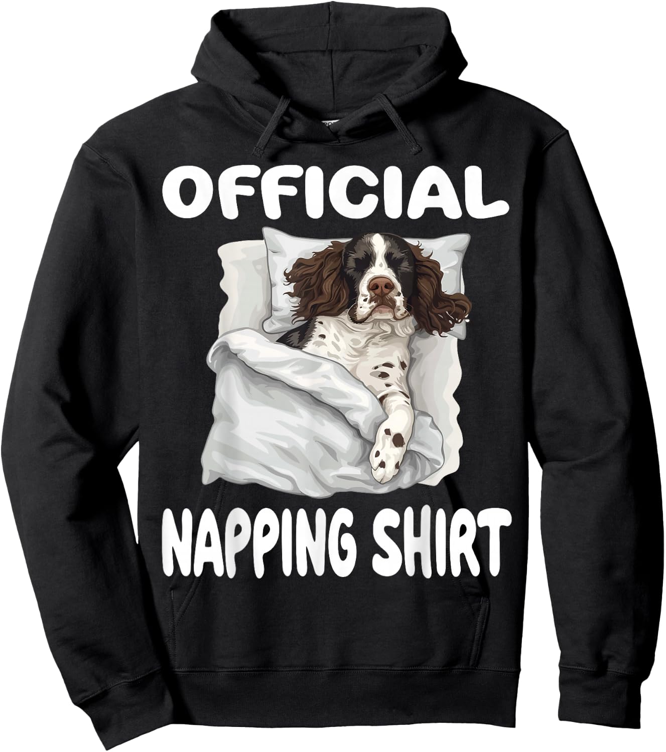 English Springer Spaniel Dog Official Napping shirt Pajamas Hoodie - Hoodie | Black