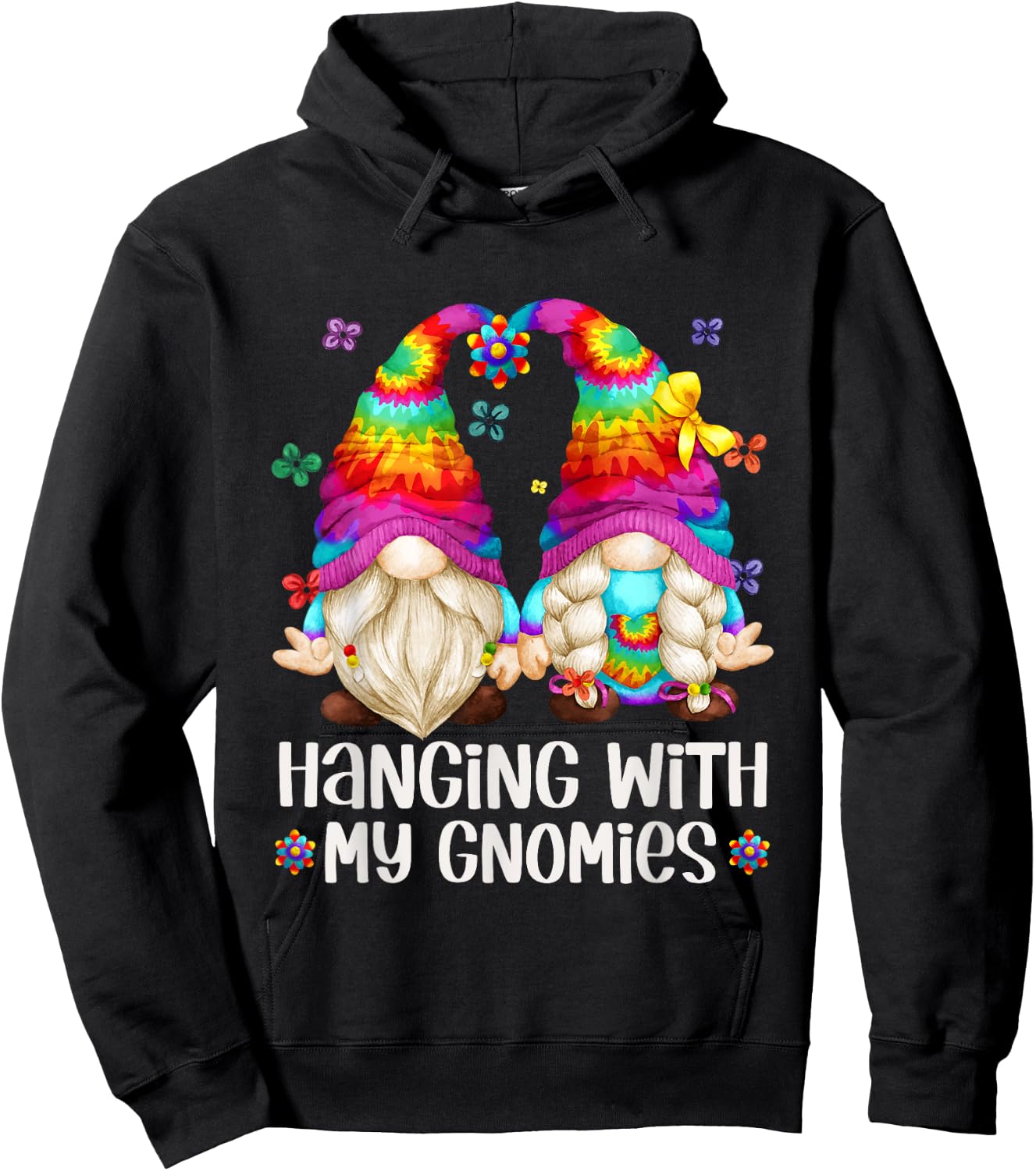 Hippie Gnome For Summer Vacation For Hanging With My Gnomies Hoodie - Hoodie | Black