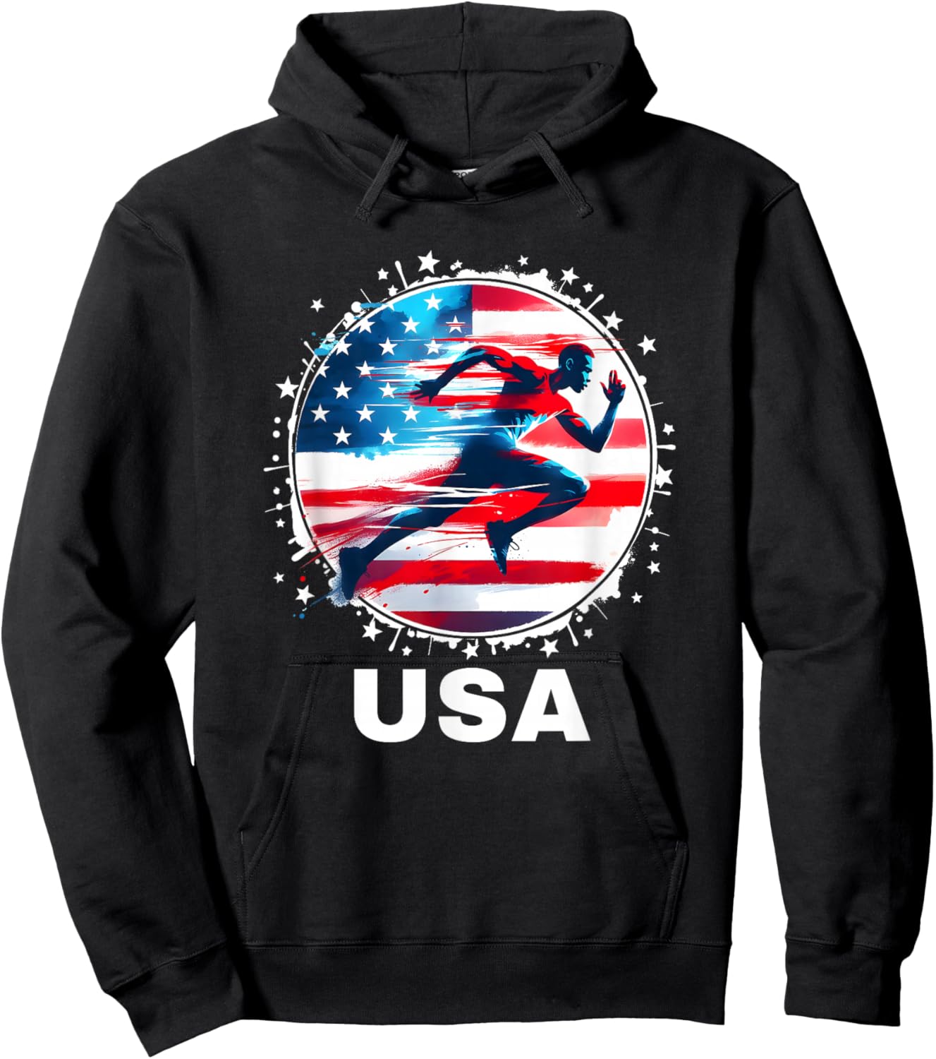 USA Run Track and Field Shirt Track and Field Apparel Track Hoodie - Hoodie | Black