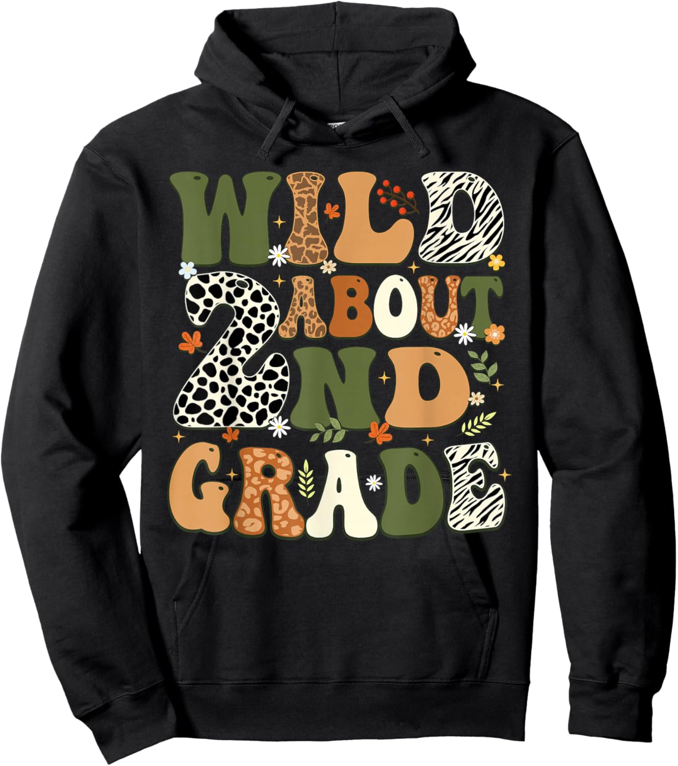 Wild About 2nd Grade Teacher Student First Day Of School Hoodie - Hoodie | Black