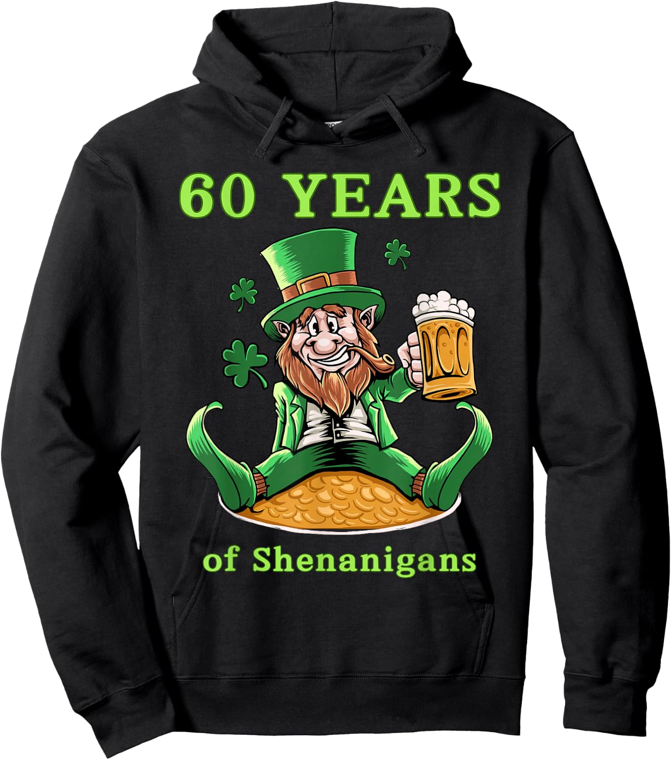 St Patrick's Day 60th Birthday Leprechaun Hoodie - Hoodie | Black