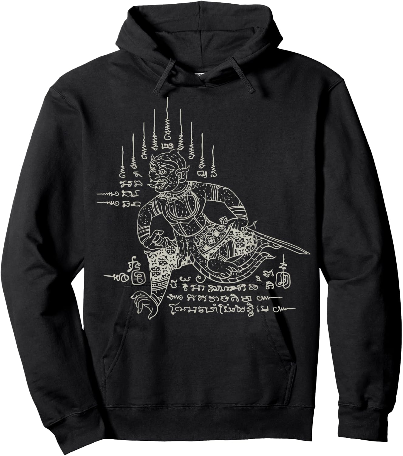Sak Yant Thai Tattoo Hanuman Mythical Yantra Thailand Gift Hoodie - Hoodie | Black