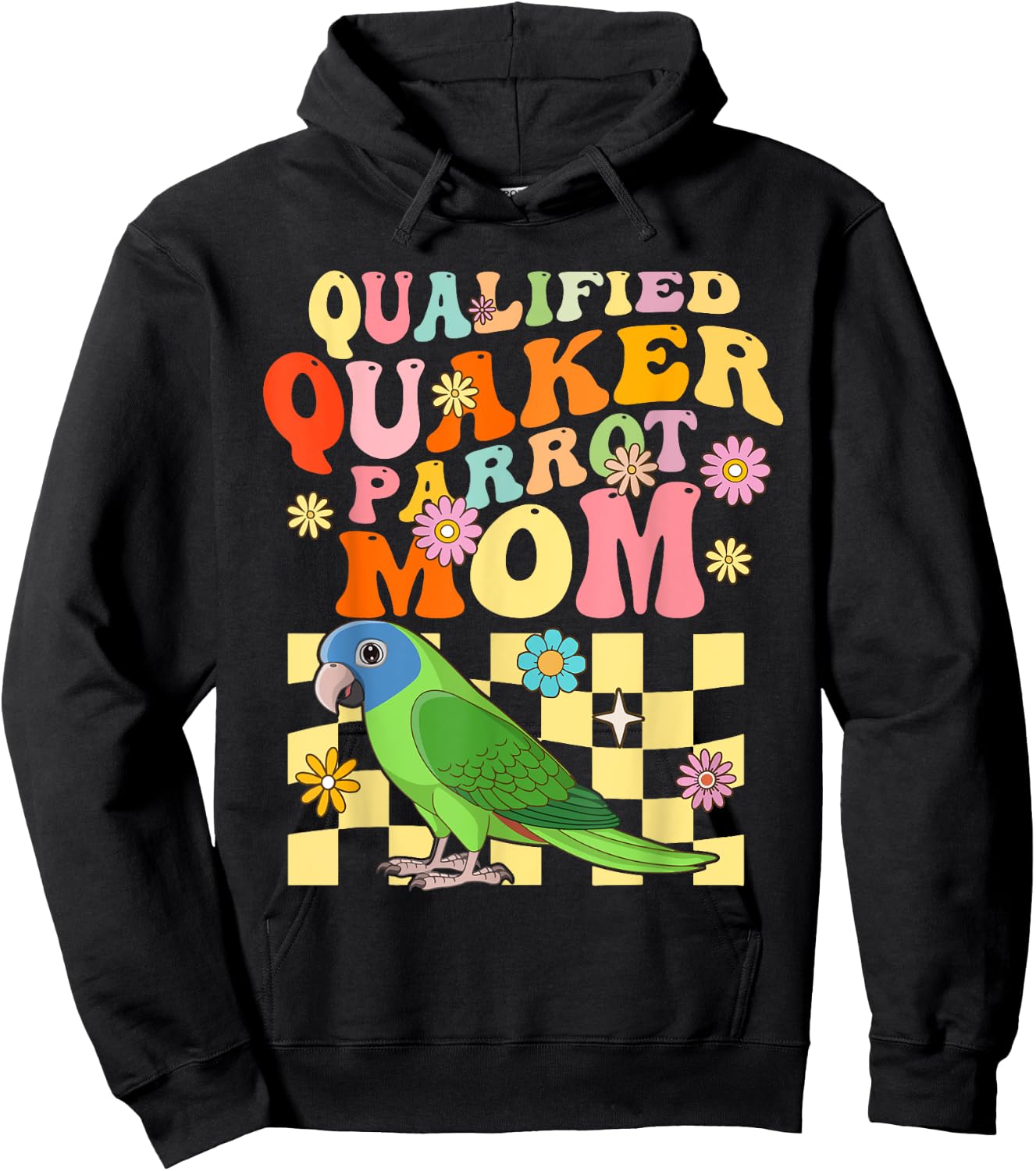 Qualified Quaker Parrot Mom Groovy Parrot Bird Woman Hoodie - Hoodie | Black