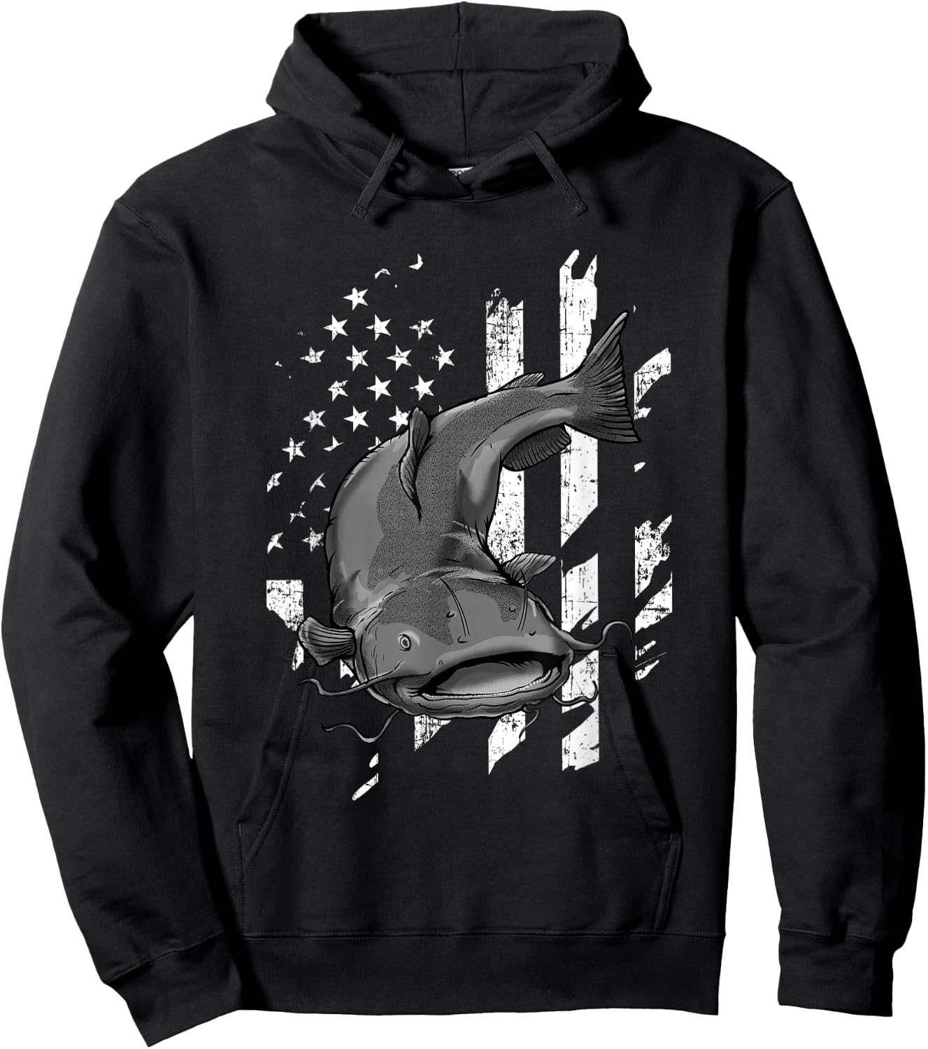 Catfishing American Flag - Catfish Angler Fisherman Hoodie - Hoodie | Black