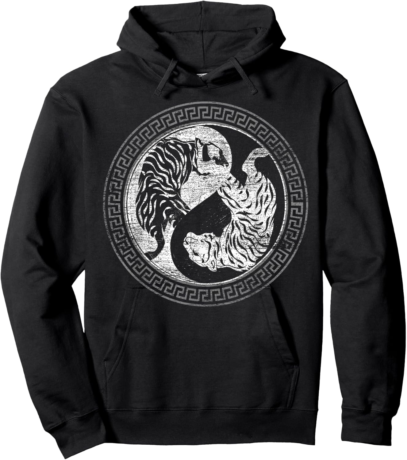 Yin Yang Asian Predator Wildlife Animal Wild Cat Tiger Women Kids Hoodie - Hoodie | Black