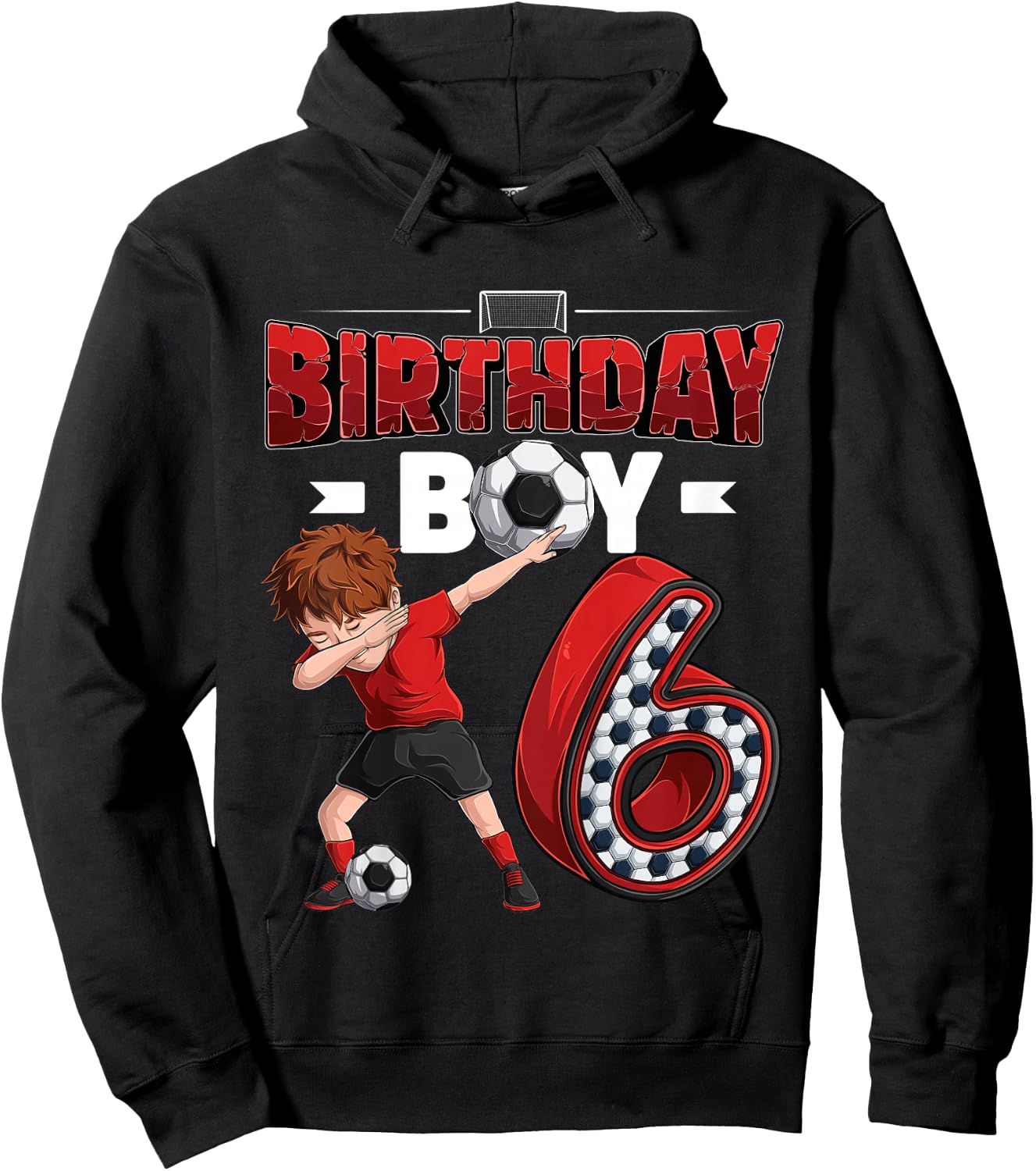 Kids dabbing boy 6 year old Soccer Player 6th birthday party Hoodie - Hoodie | Black