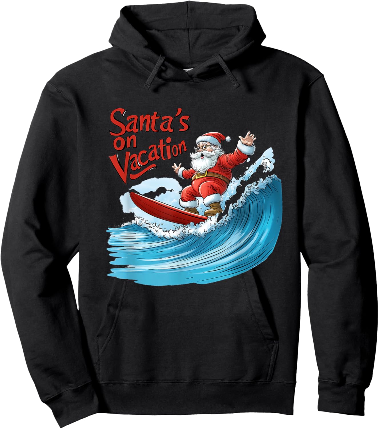Santa Claus Surfing Fun Hoodie - Hoodie | Black