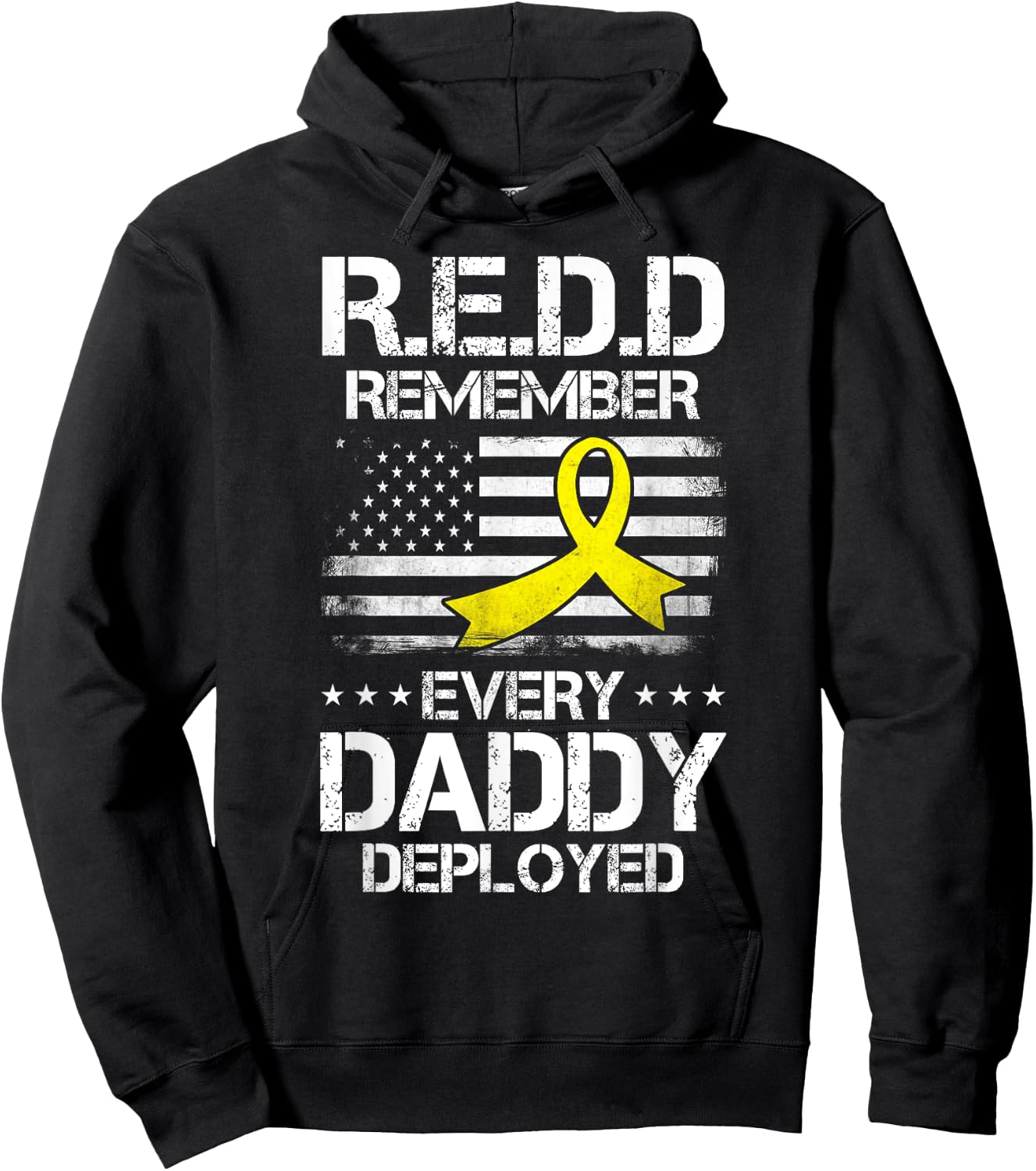 Red Friday For My Daddy Remember Deployed Dad Yellow Ribbon Hoodie - Hoodie | Black