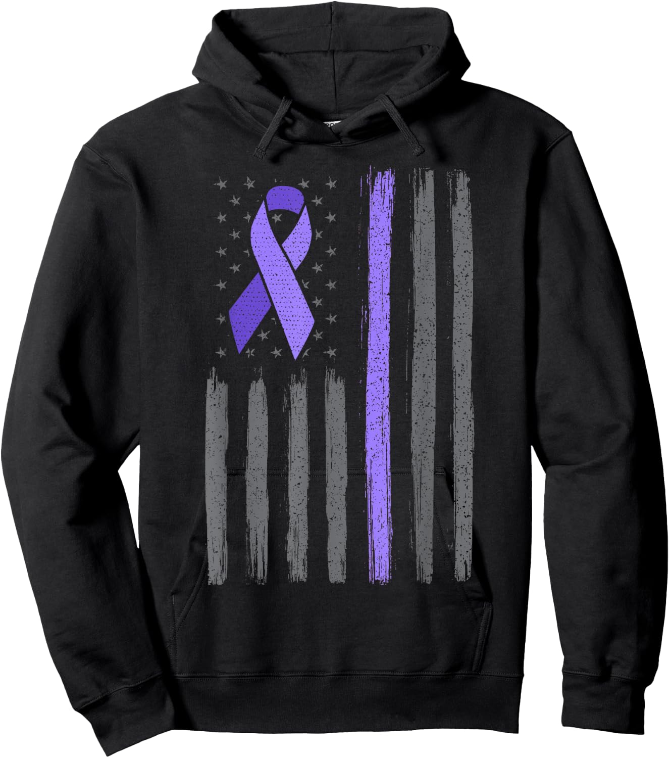 American flag ribbon stomach cancer awareness Hoodie - Hoodie | Black