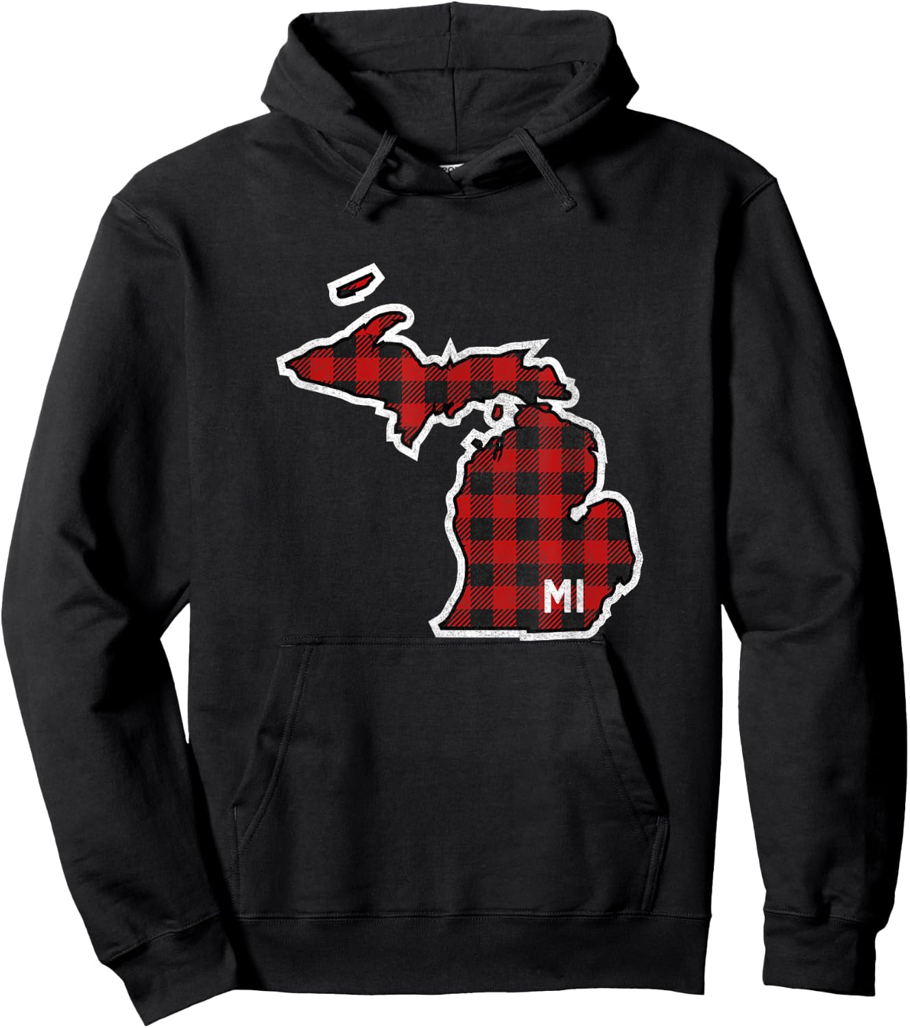 Best Michigan Buffalo Plaid MI State Outline Hoodie - Hoodie | Black