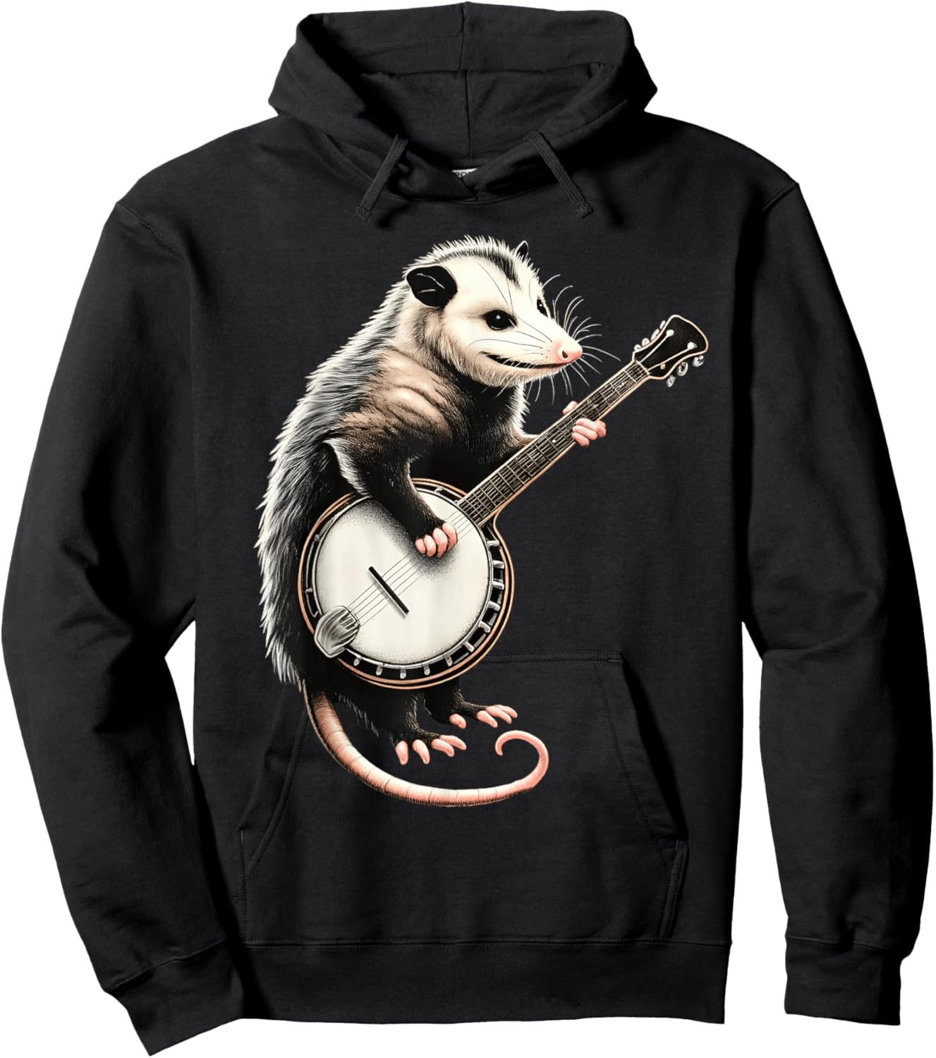 Opossum Playing Banjo Guitar Funny Possums Hoodie - Hoodie | Black