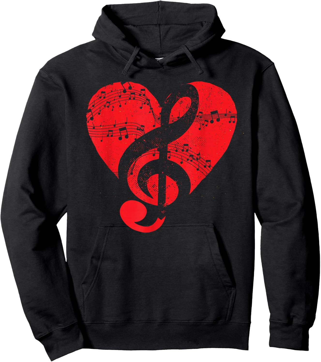 Musician Music Lover Treble Clef Heart Music Notes Music Hoodie - Hoodie | Black