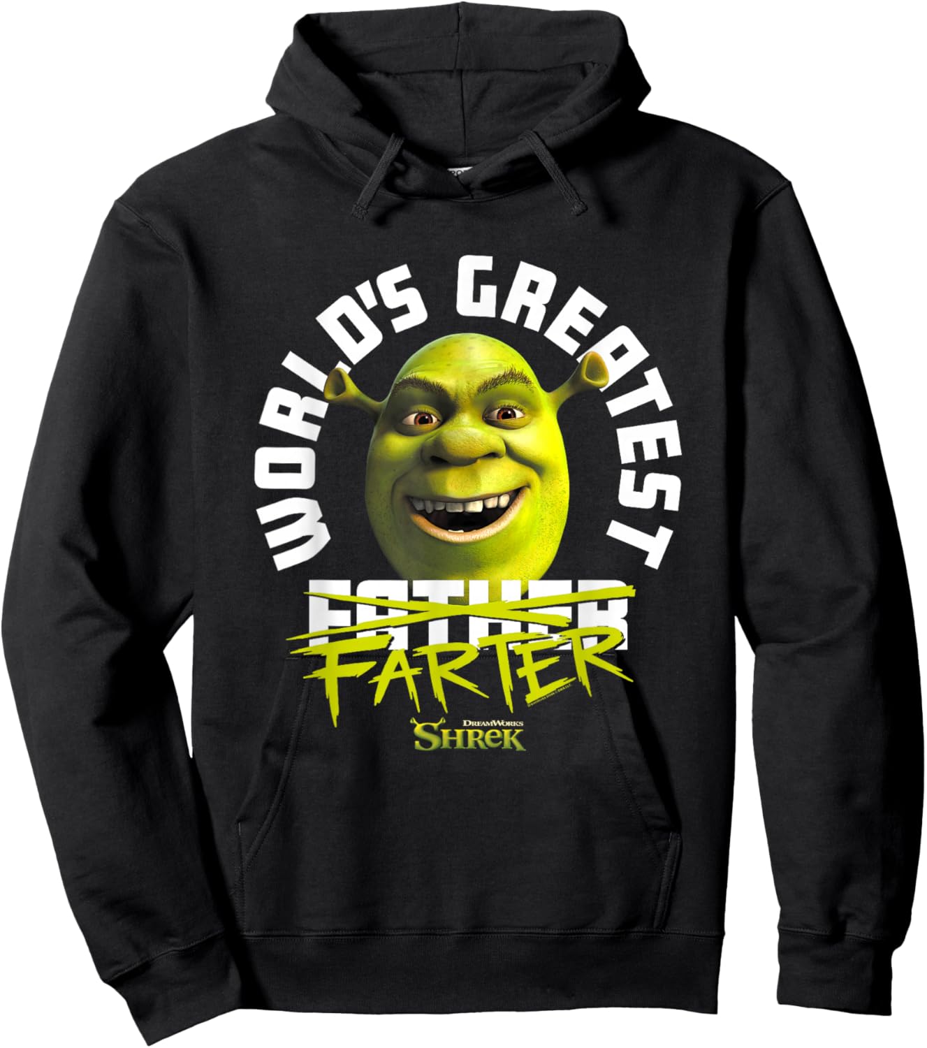 Shrek Father's Day World's Greatest Farter Chest Text Logo Hoodie - Hoodie | Black