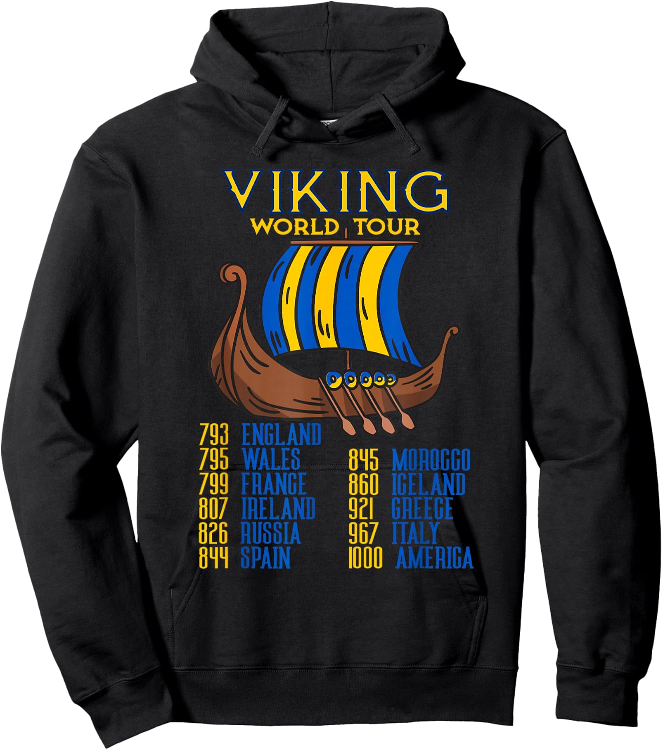 Viking World Tour Swedish Viking Ship Viking Tour Hoodie - Hoodie | Black
