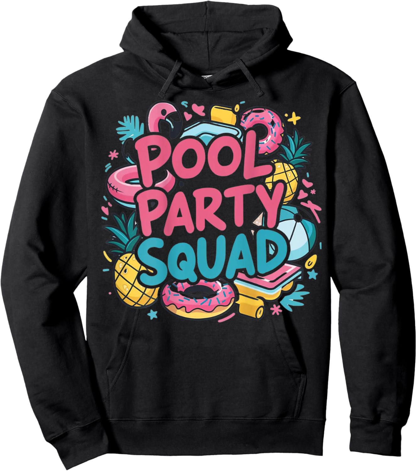 Pool Party Squad Birthday Summer Vacation Family (ON BACK) Women Kids Hoodie - Hoodie | Black