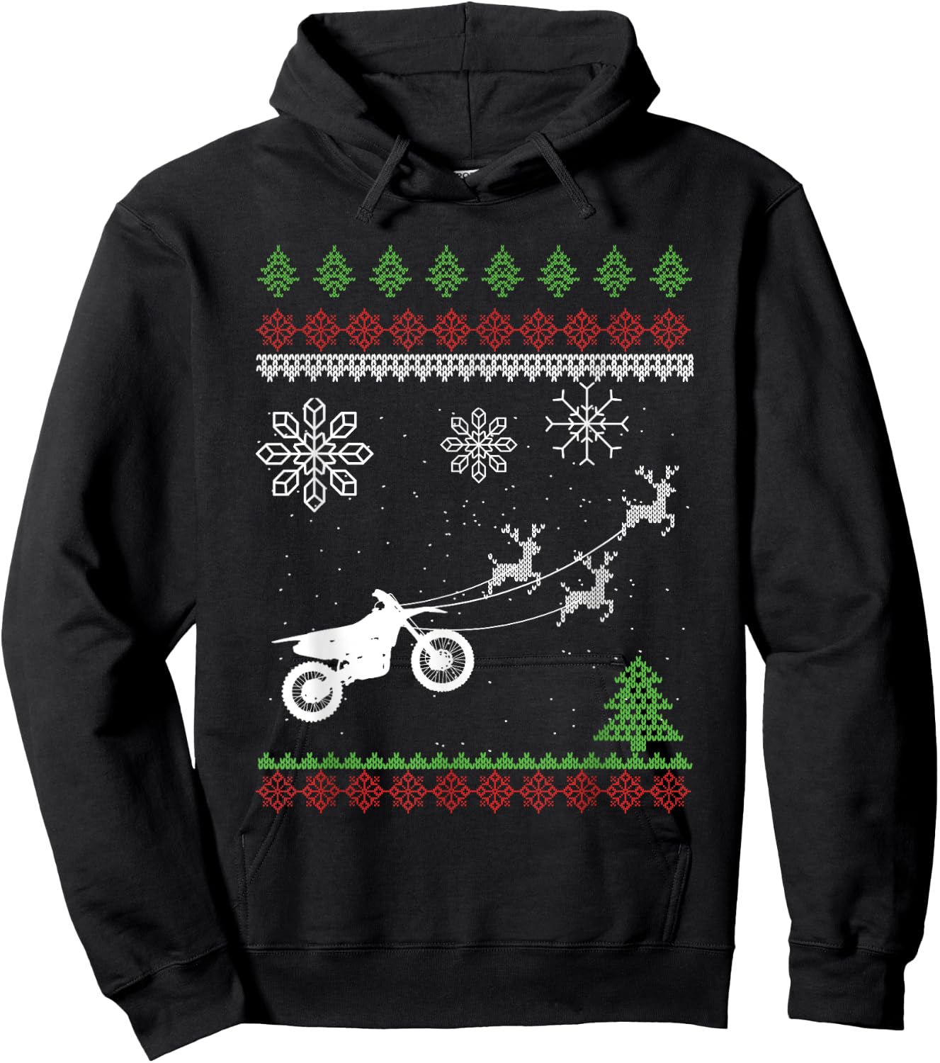 Reindeer Motocross Dirt Bike Motocross Ugly Christmas Gift Hoodie - Hoodie | Black