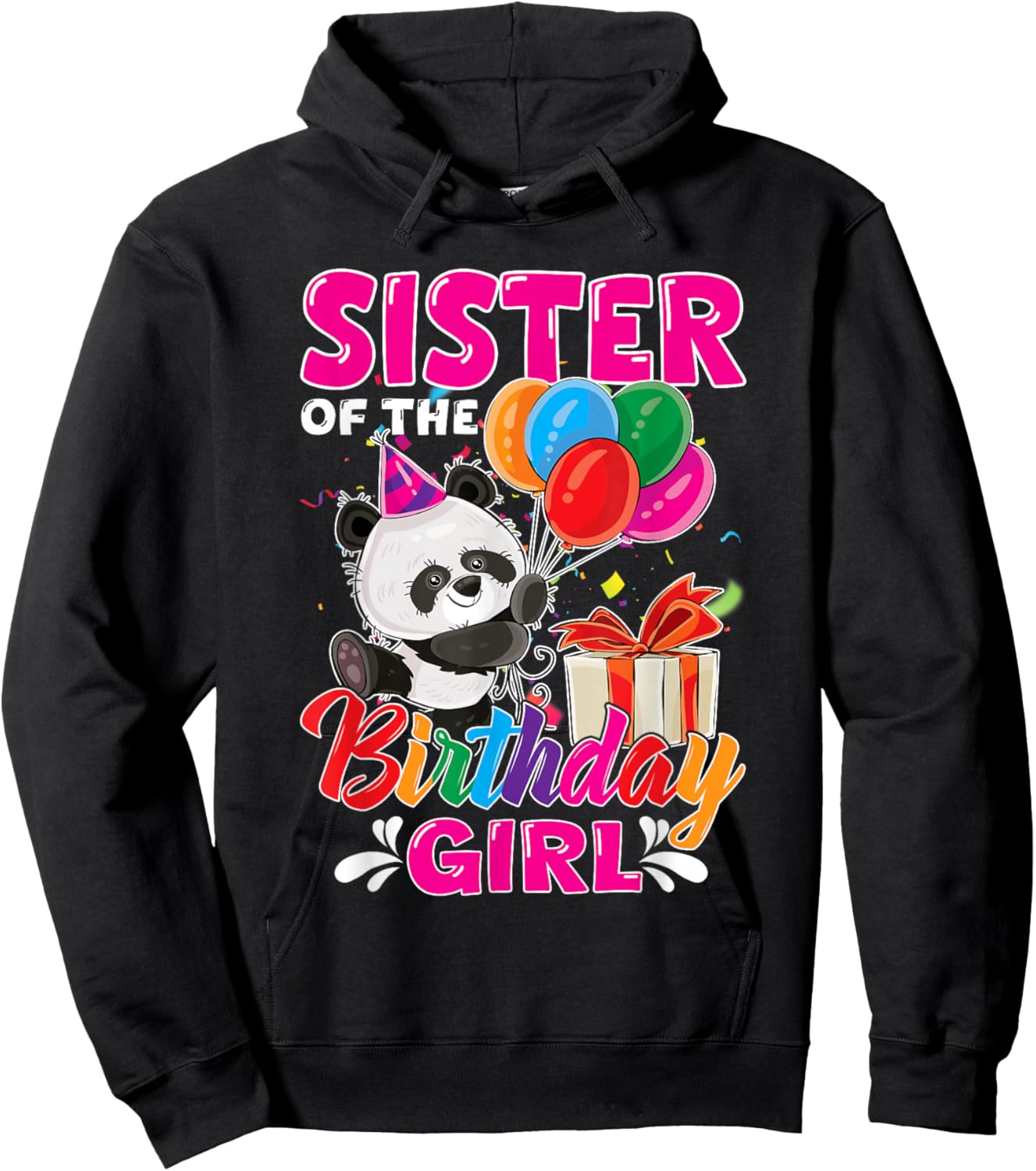 Sister Of The Panda Bear Birthday Animal Lover Boys Girls Hoodie - Hoodie | Black