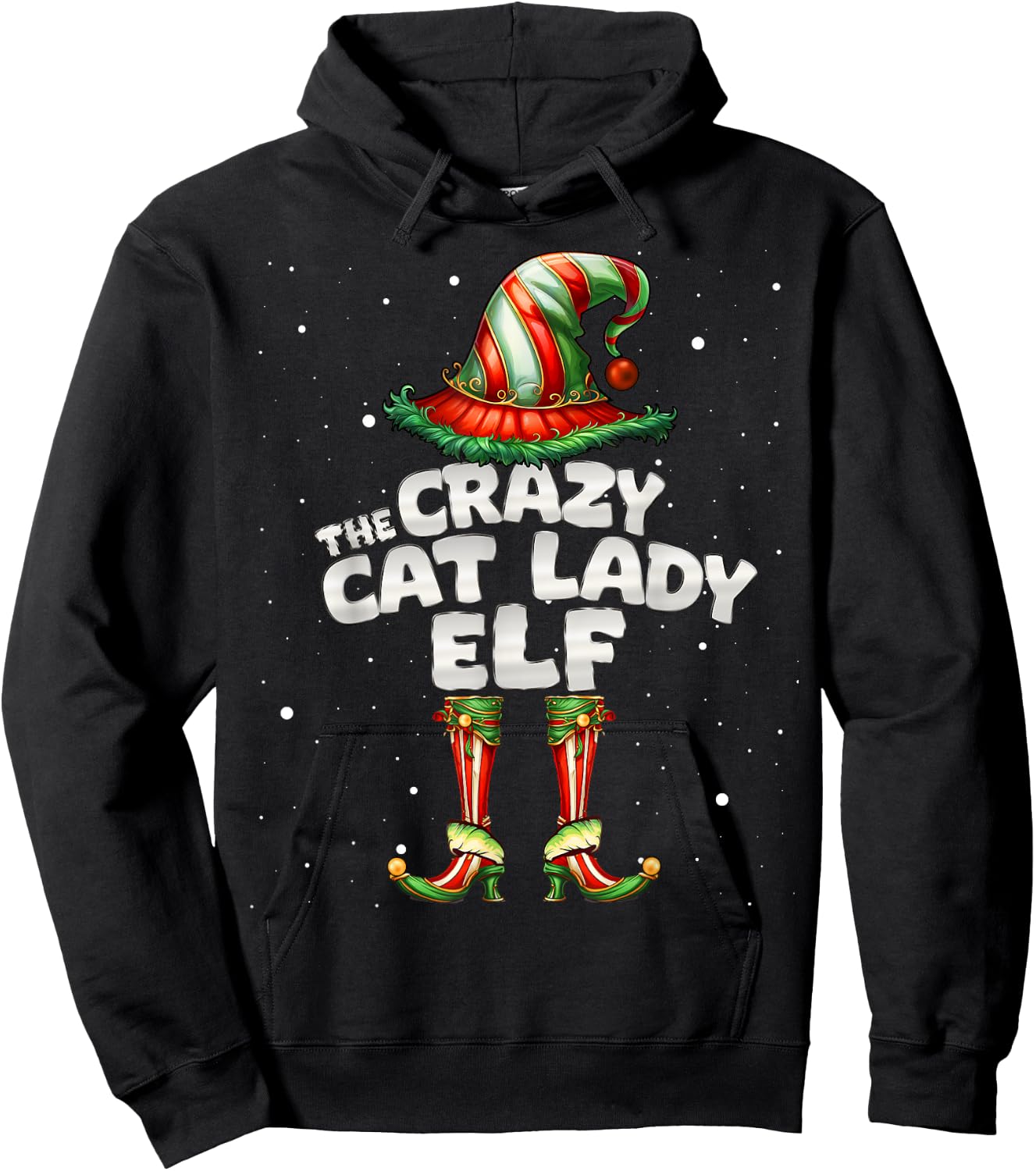 The Crazy Cat Lady Elf Family Matching Group Christmas Hoodie - Hoodie | Black
