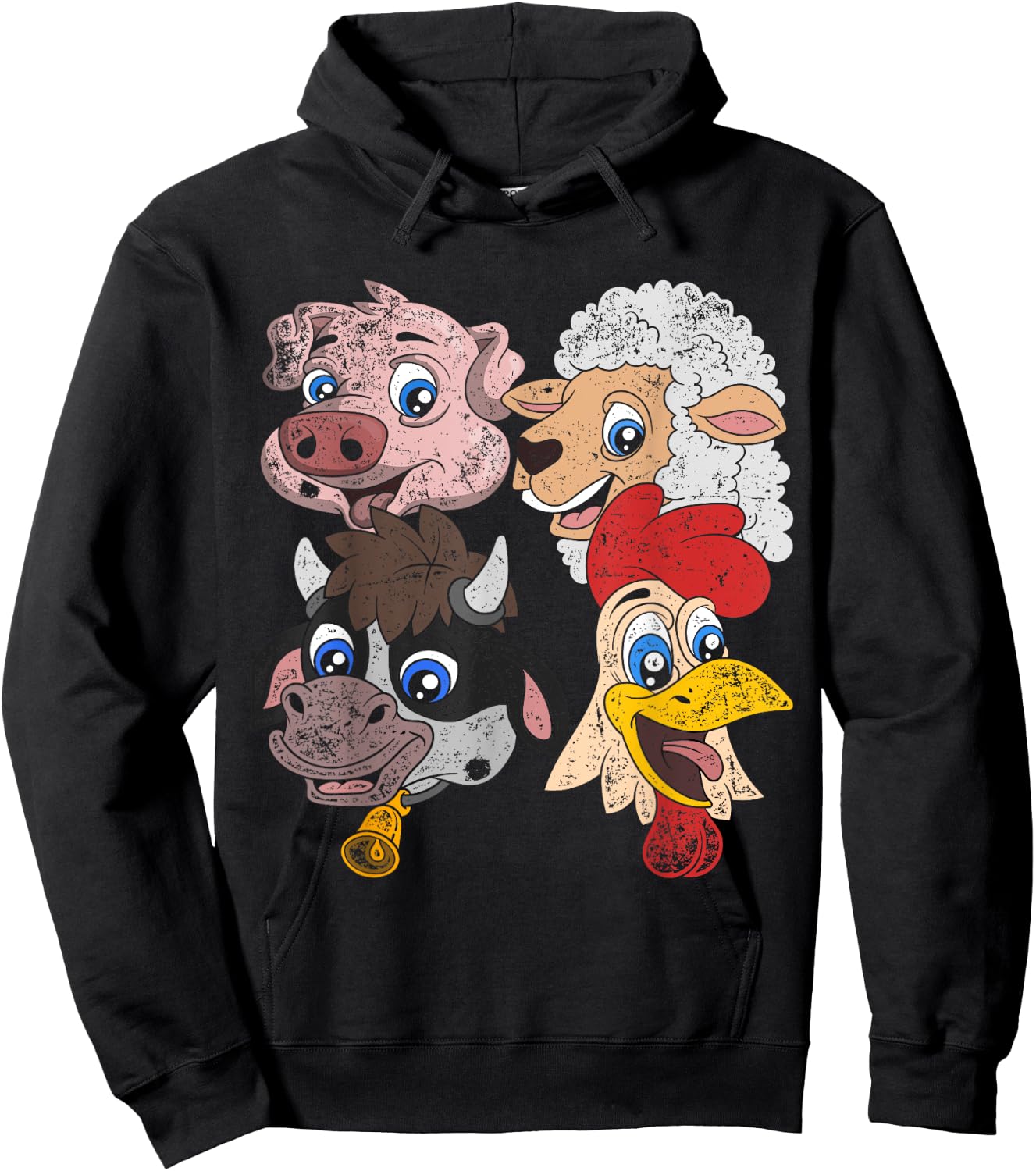 Pig Sheep Cow Chicken Kids Toddlers Funny Farm Squad Animal Hoodie - Hoodie | Black