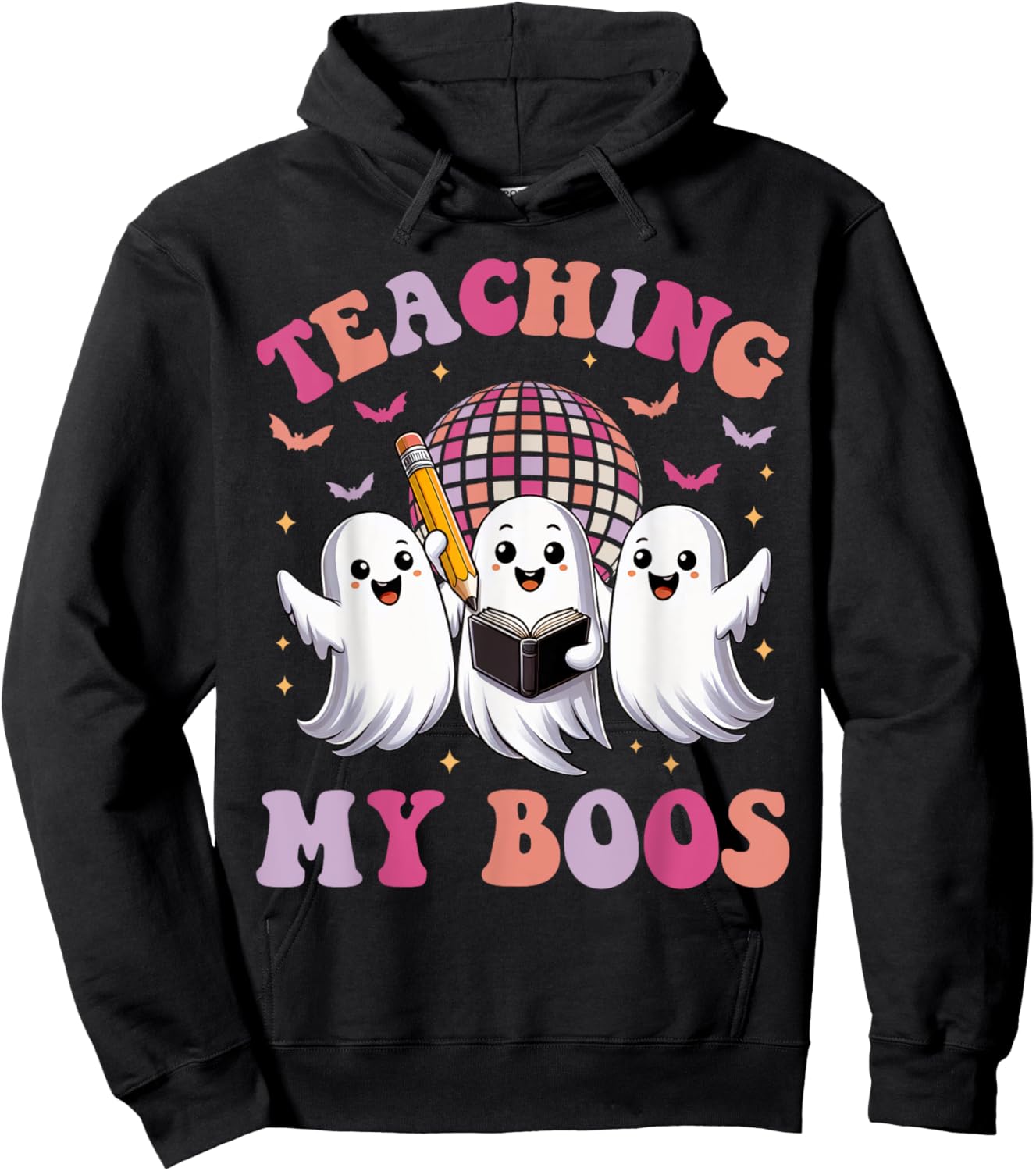 Groovy Teaching My Boos Crew Funny Ghost Halloween Teacher Hoodie - Hoodie | Black
