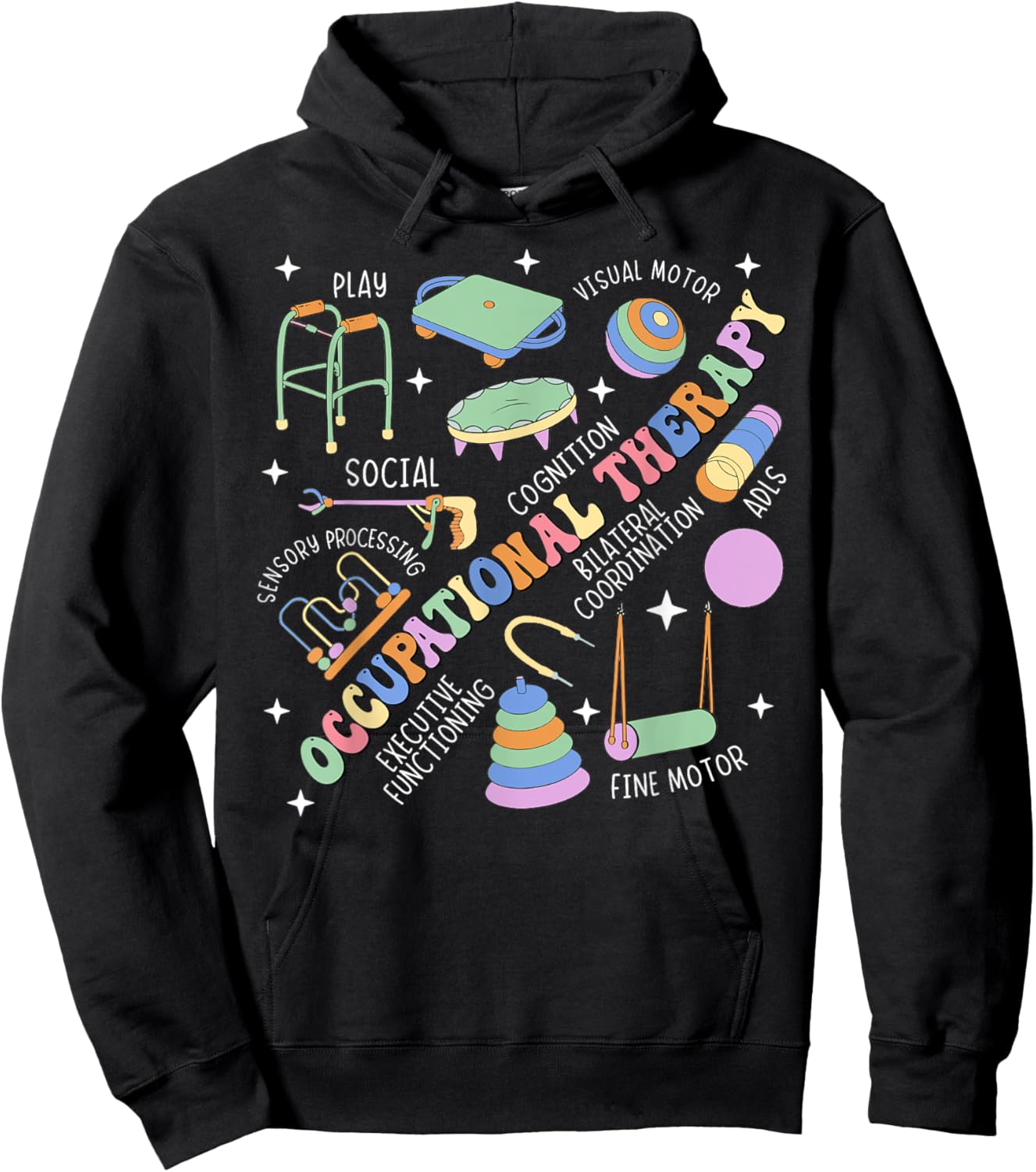 Groovy Occupational Therapy OT Therapist Assistant OTA Retro Hoodie - Hoodie | Black