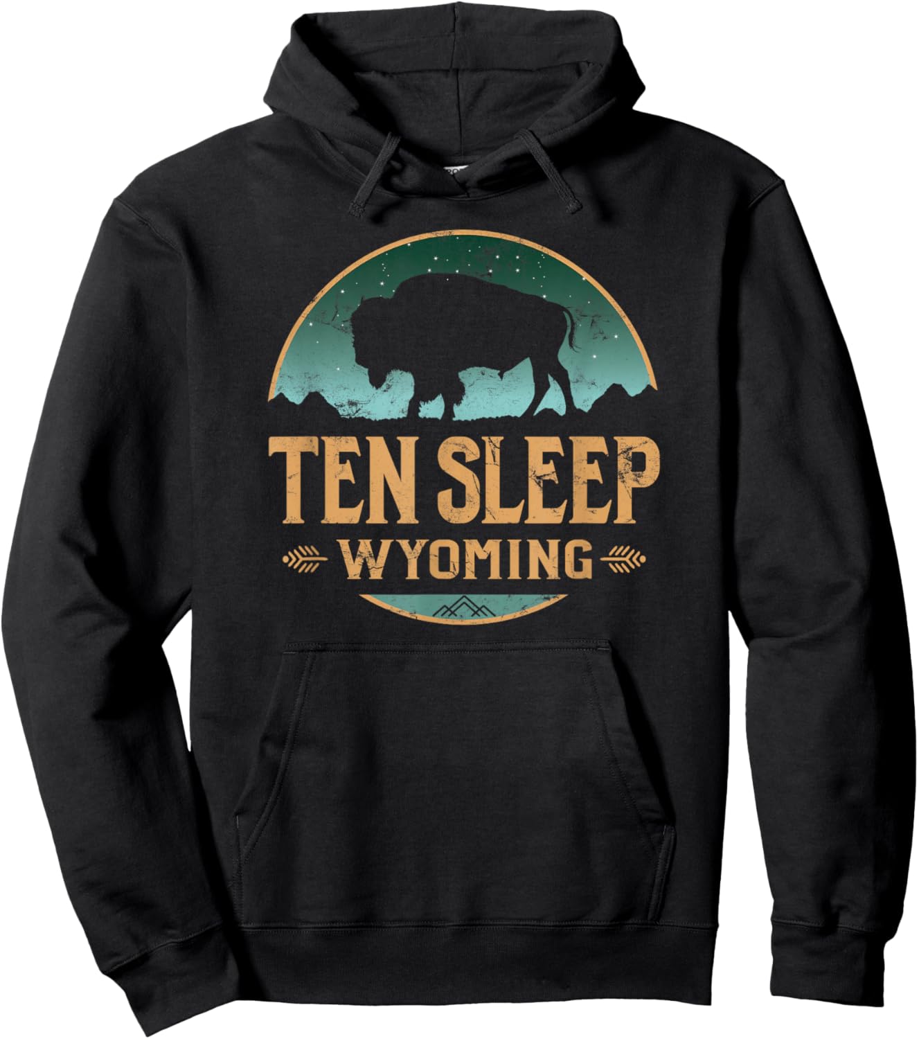 Ten Sleep Wyoming WY Buffalo Bison Hoodie - Hoodie | Black