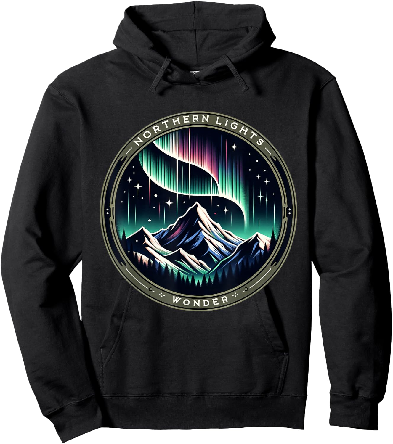 Aurora Borealis Mountain - Northern Lights Nature Wonder Hoodie - Hoodie | Black