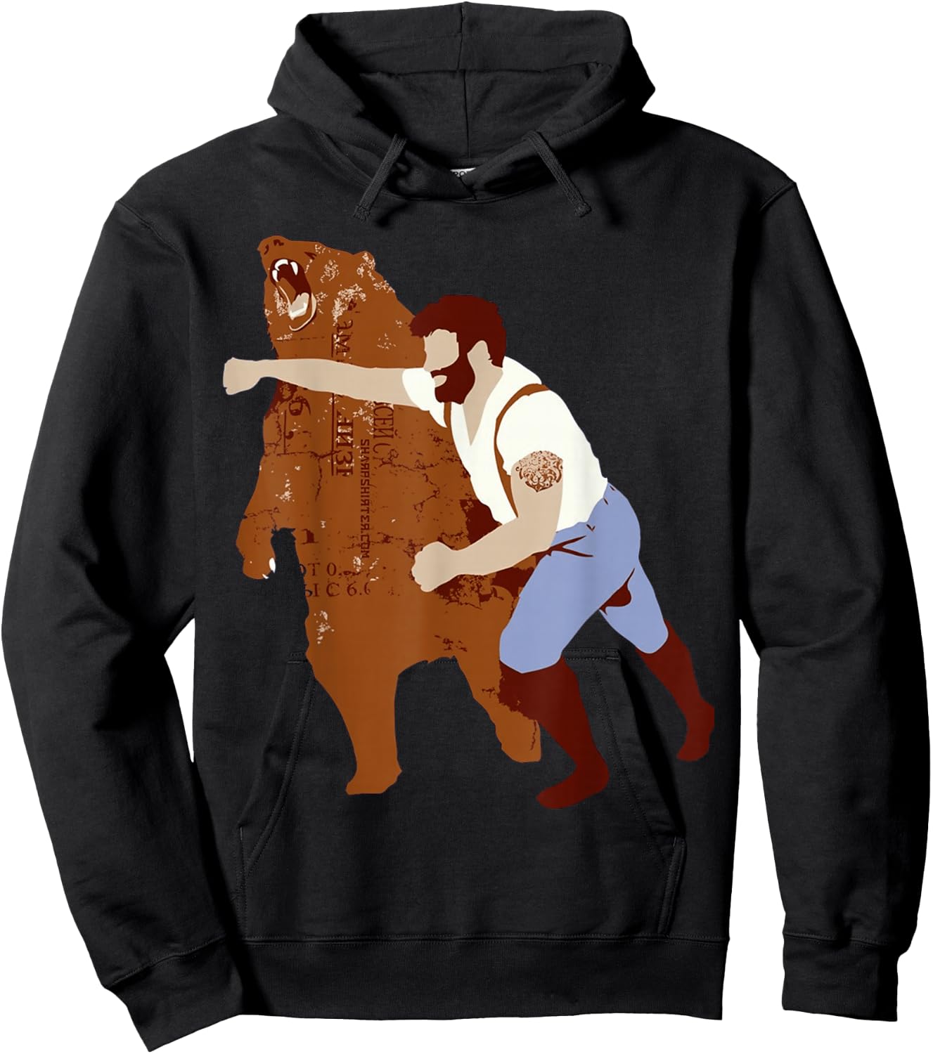 Man Punching Bear Funny Hoodie - Hoodie | Black