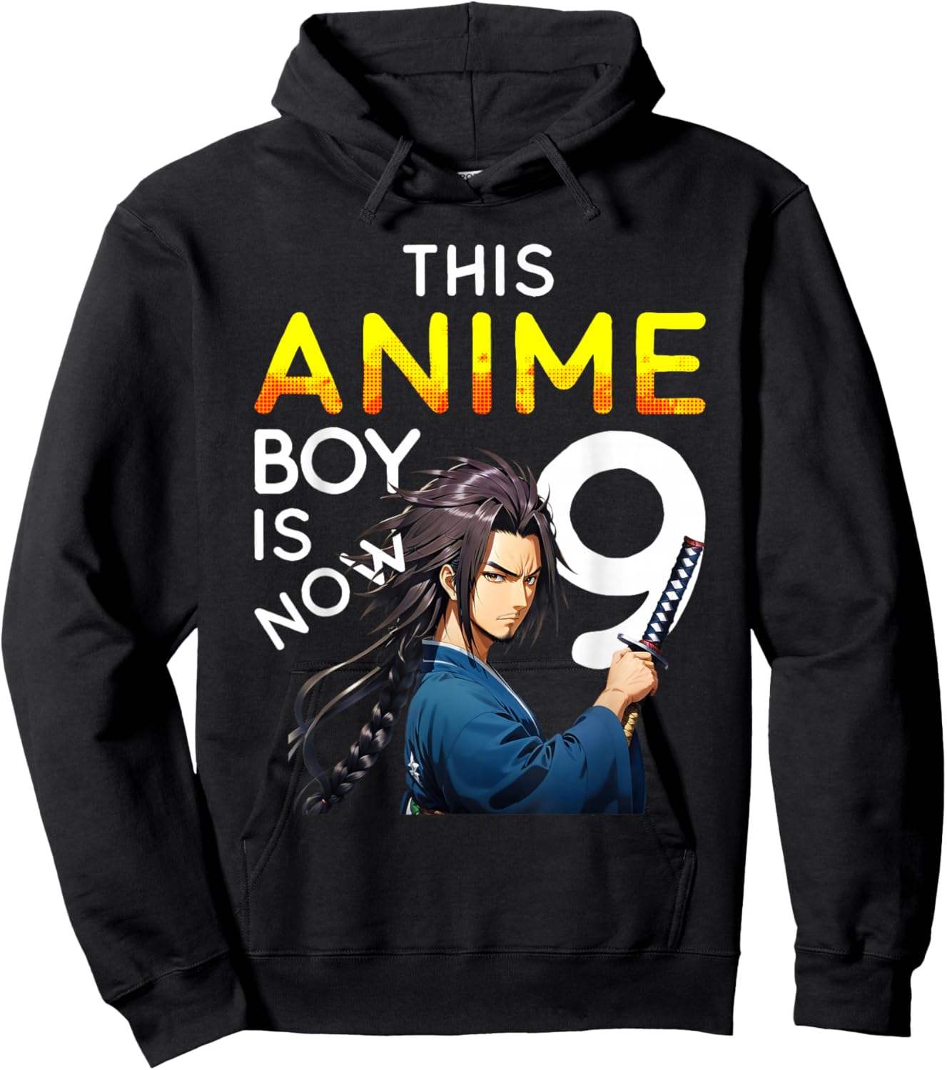 This Anime Boy Is Now 9 Years Old 9th Birthday Kawaii Kids Hoodie - Hoodie | Black