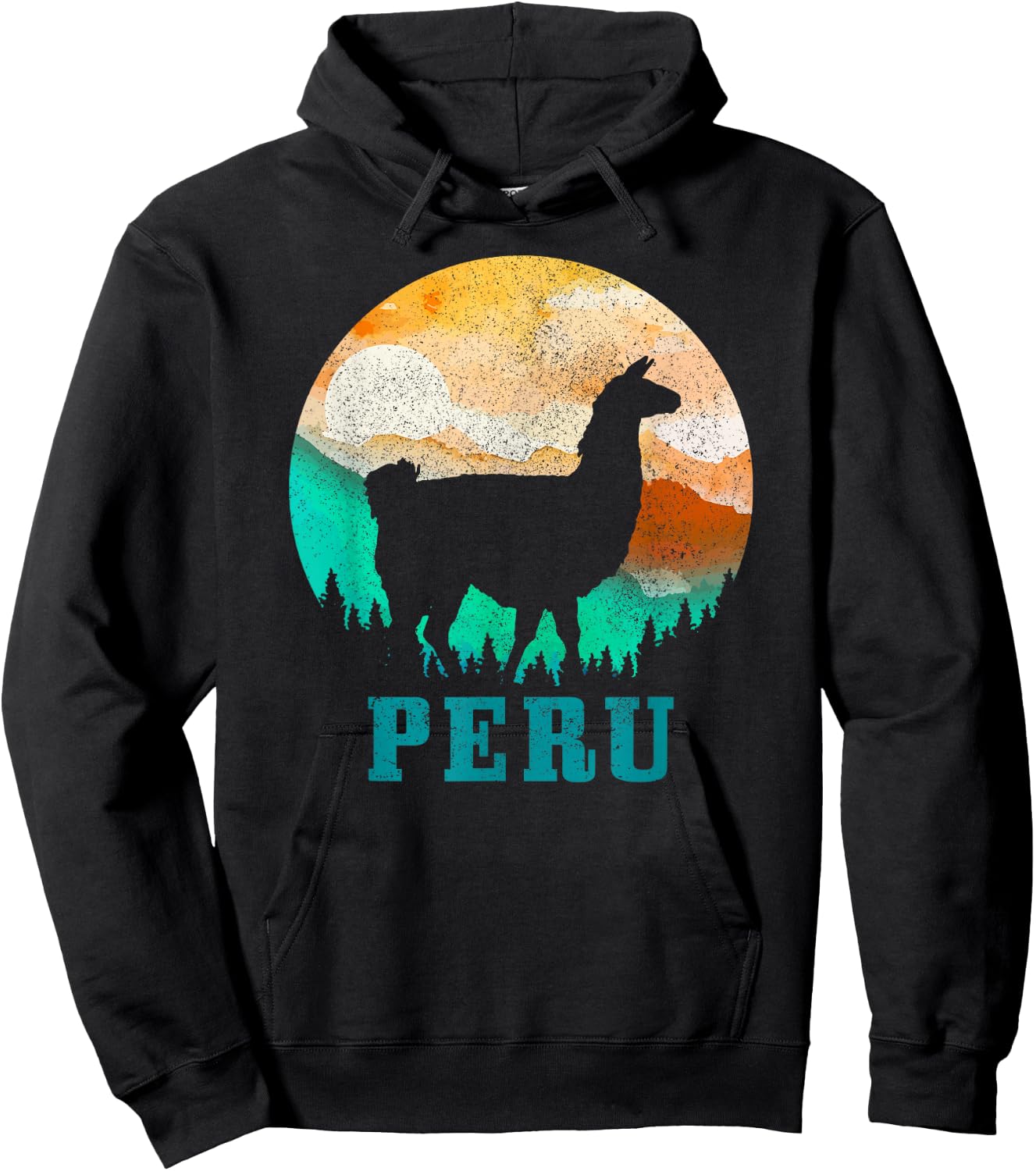 Peru Llama Alpaca Peruvian Roots Pride Vintage Peru Hoodie - Hoodie | Black