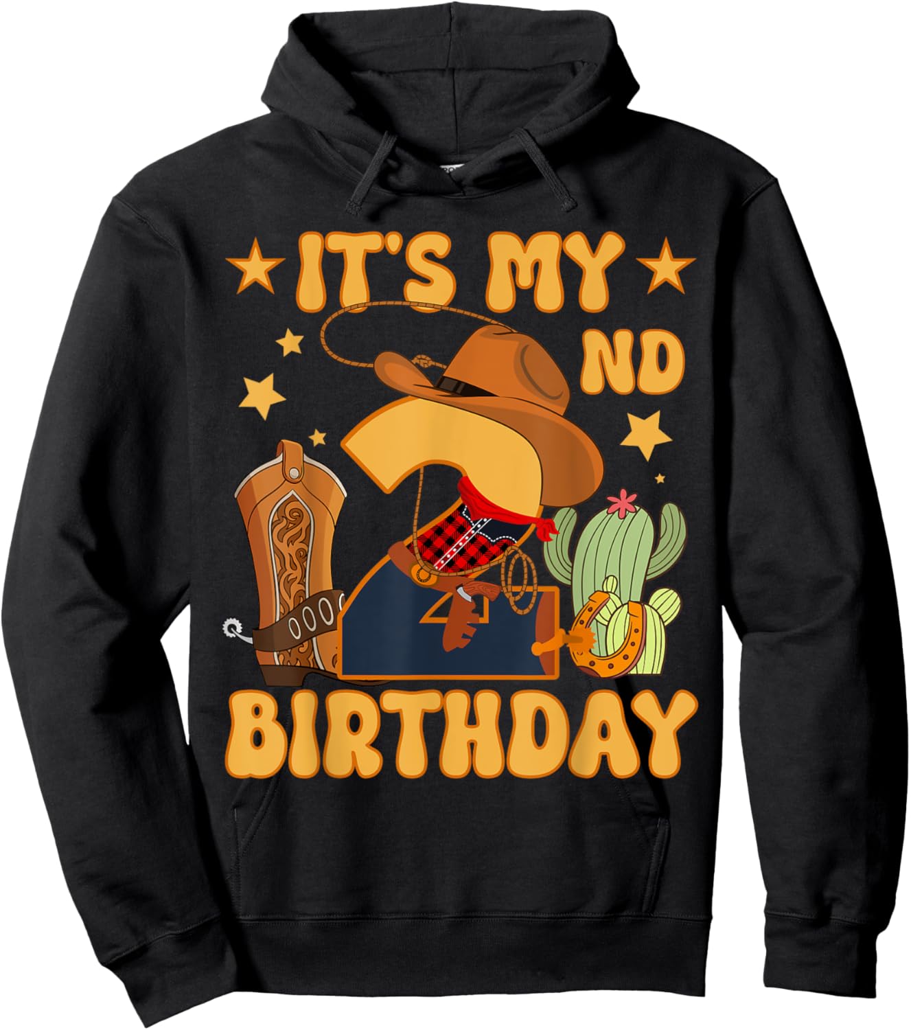 It's My 2nd Birthday Cowboy Rodeo Horse 2 Year Old Bday Boy Hoodie - Hoodie | Black