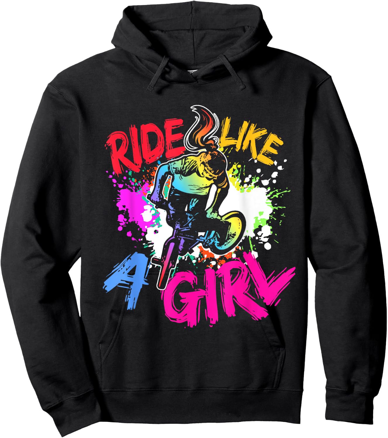 Cool BMX Bike Splash Art BMX Rider Ride Like A Girl Hoodie - Hoodie | Black