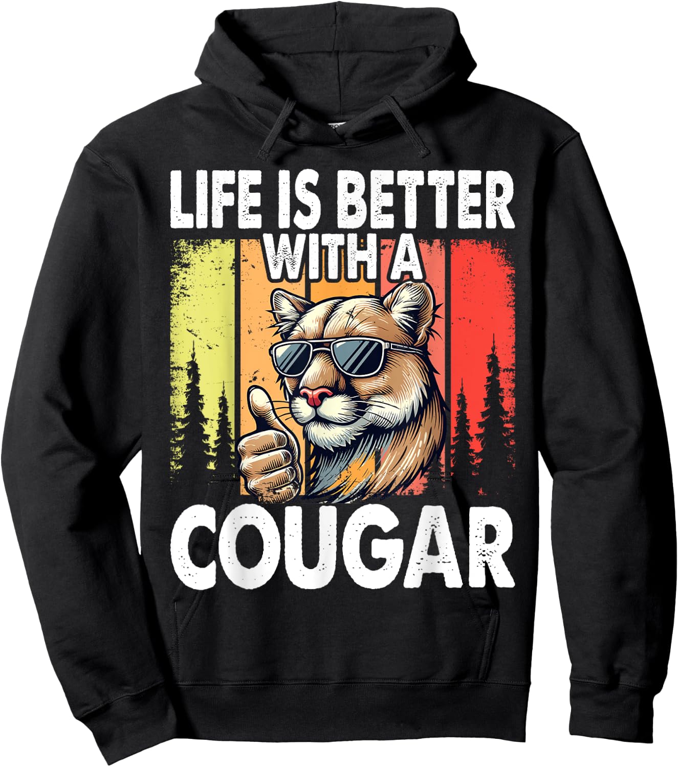 Life Is Better with A Cougar Funny Cougars Hoodie - Hoodie | Black