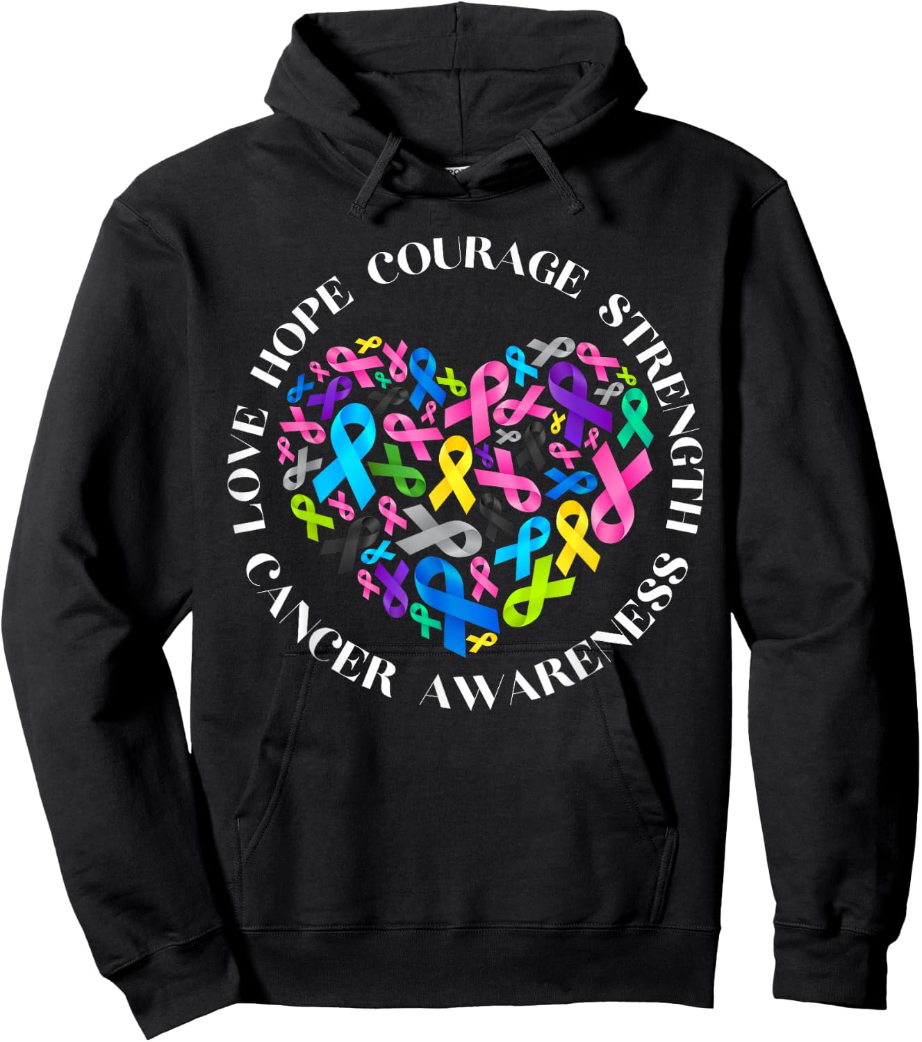 All Cancer Matters Awareness Fight All Cancer Ribbon Support Hoodie - Hoodie | Black