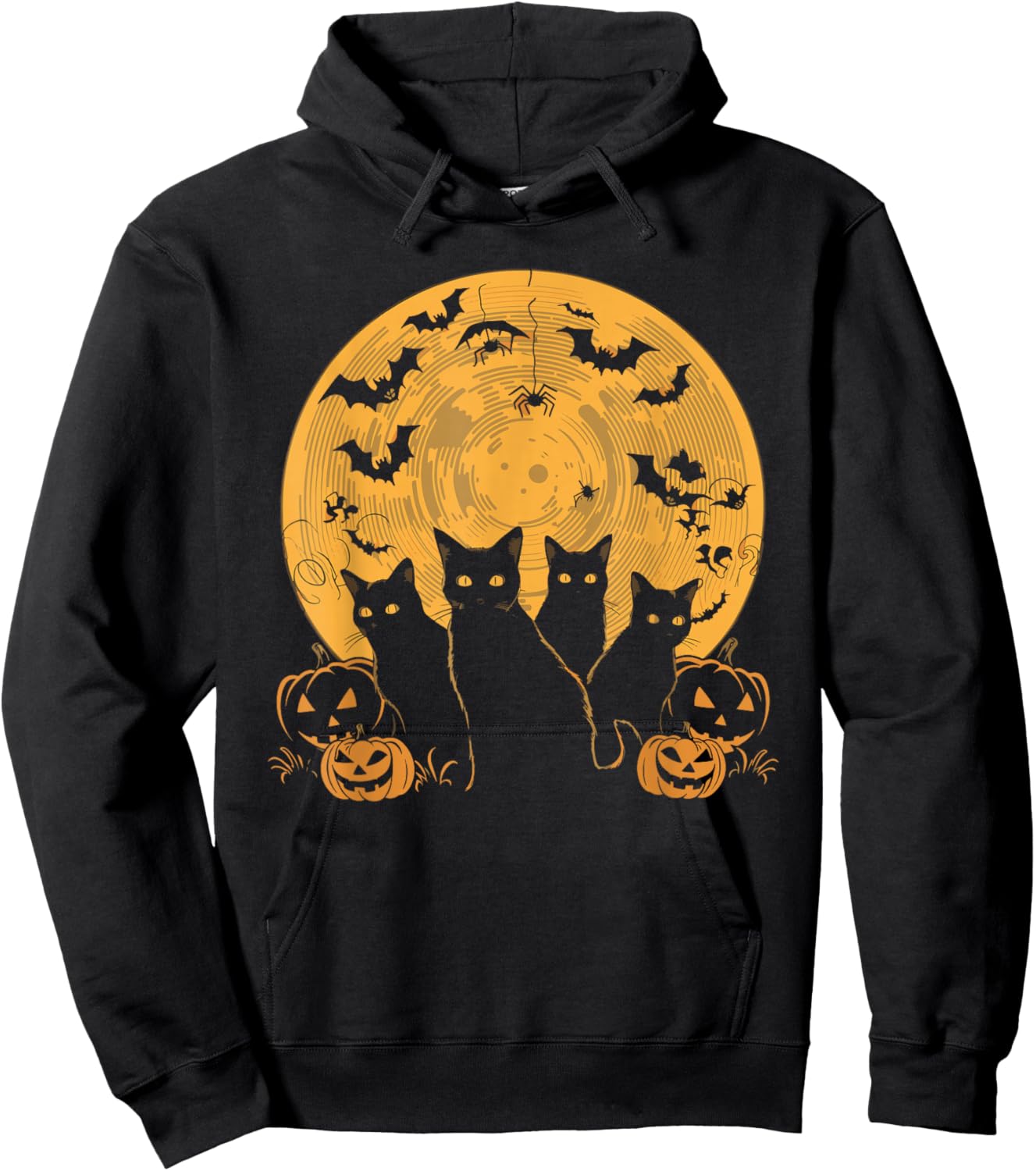 Cat Halloween Moon Hoodie - Hoodie | Black
