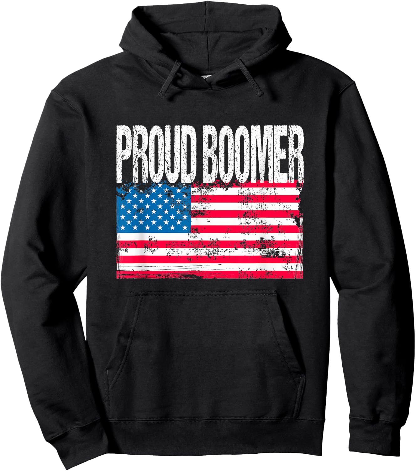 Vintage Patriotic US Flag - Proud Boomer - Baby Boomer Hoodie - Hoodie | Black