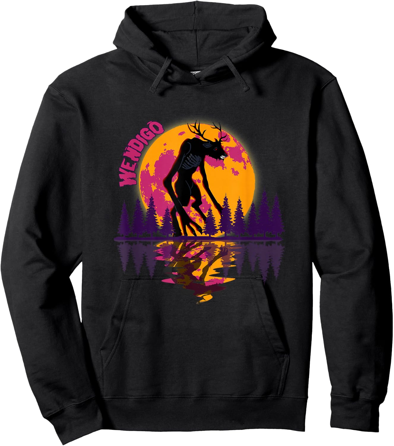 Cryptid Full Moon and Wendigo Hoodie - Hoodie | Black