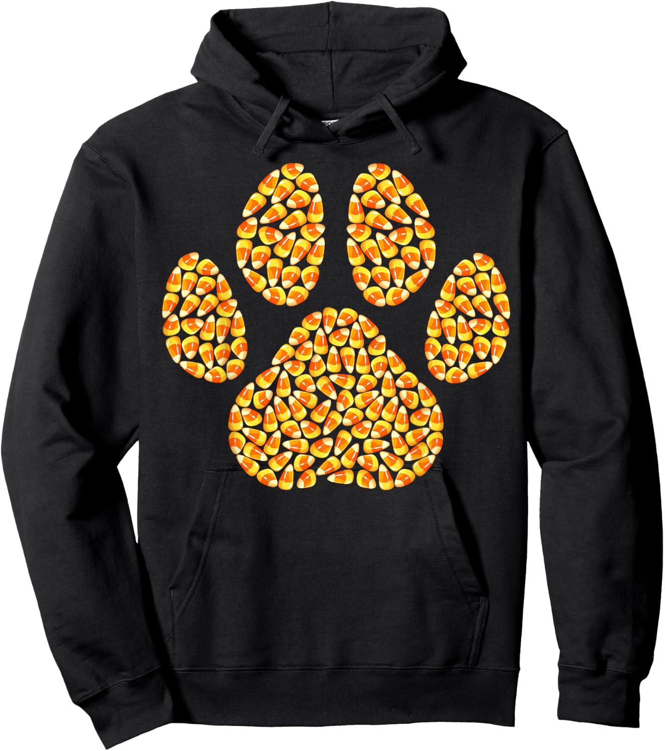 Funny Candy Corn Dog Paw Print Happy Halloween Day Kids Boys Hoodie - Hoodie | Black