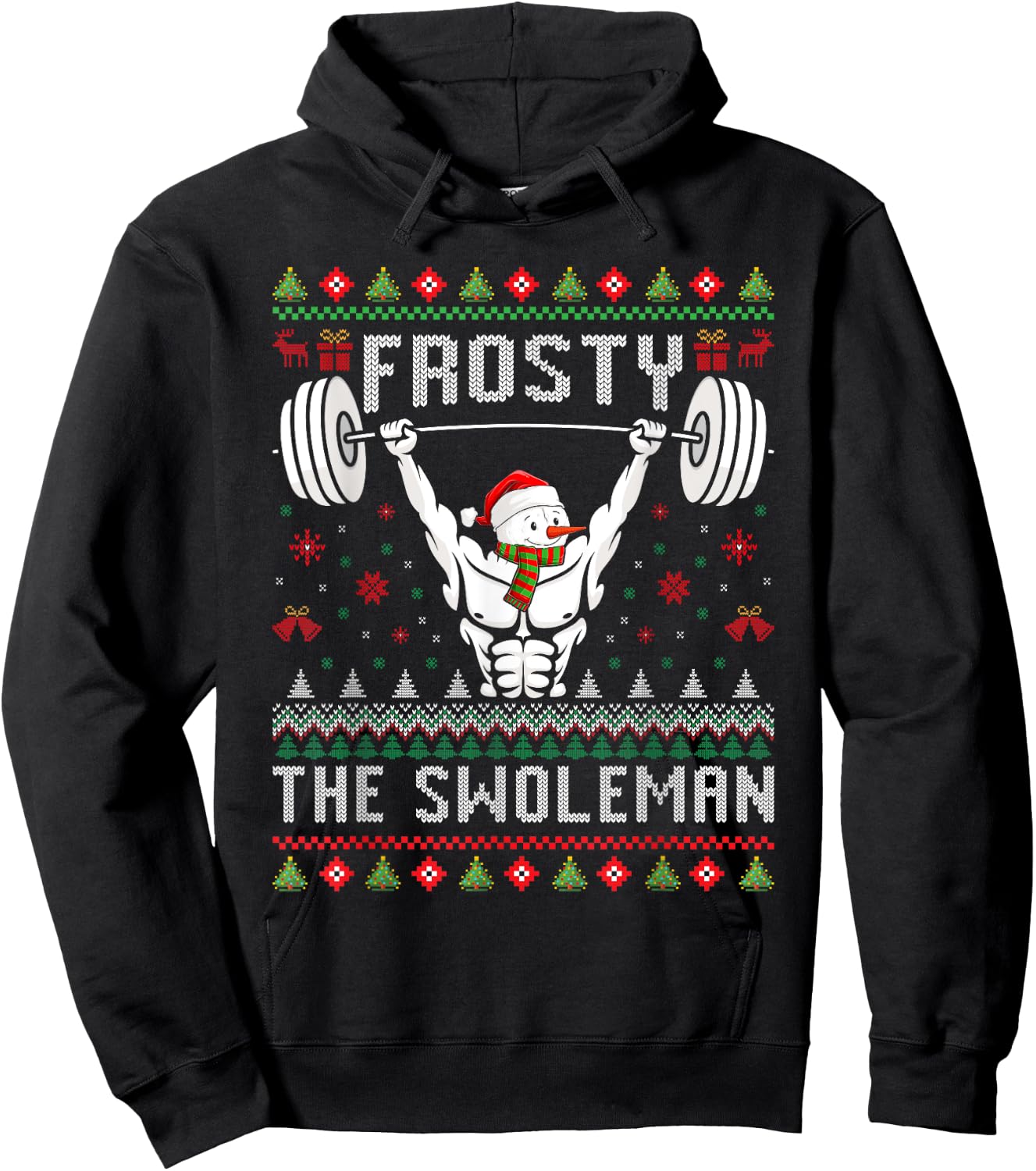 Frosty the Swoleman Fitness Snowman Gym Snowmen Hoodie - Hoodie | Black