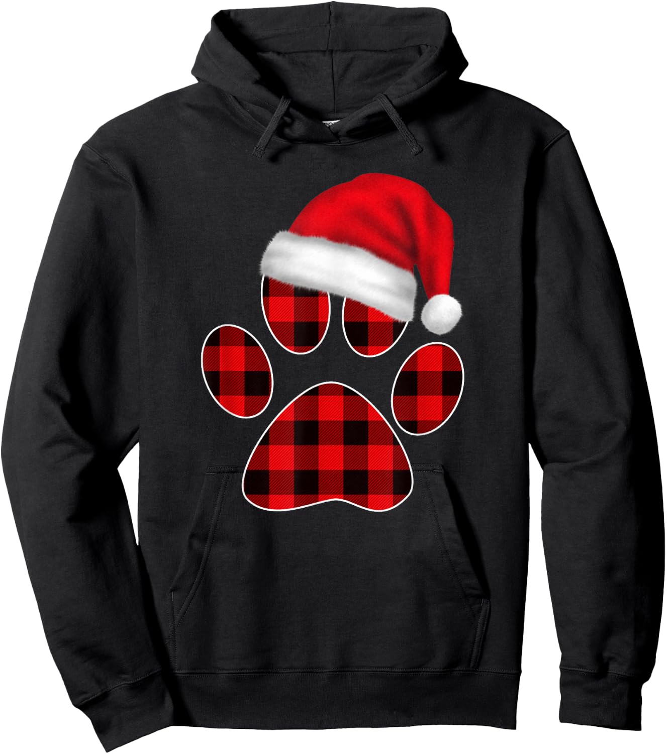 Christmas Pajama Women Girls Christmas Gifts Plaid Paw Hoodie - Hoodie | Black
