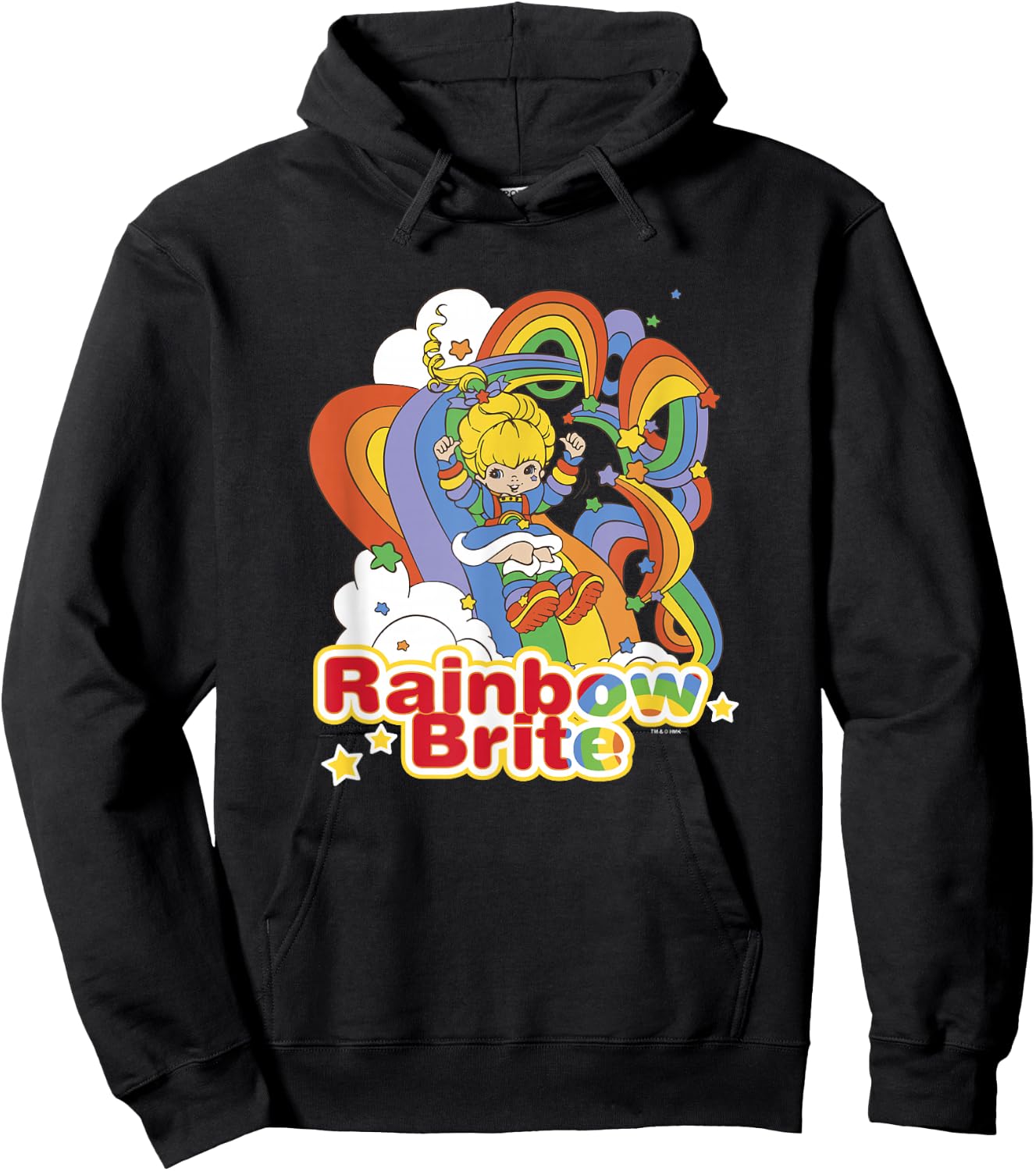 Rainbow Brite Wisp Sliding Down Rainbows Portrait Hoodie - Hoodie | Black