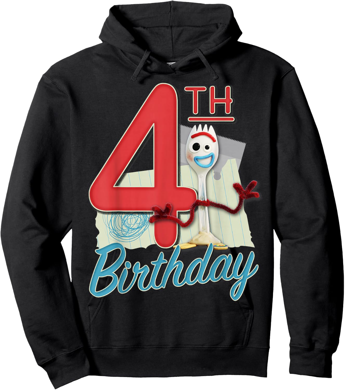 Disney Pixar Toy Story 4 Forky 4th Birthday Hoodie - Hoodie | Black