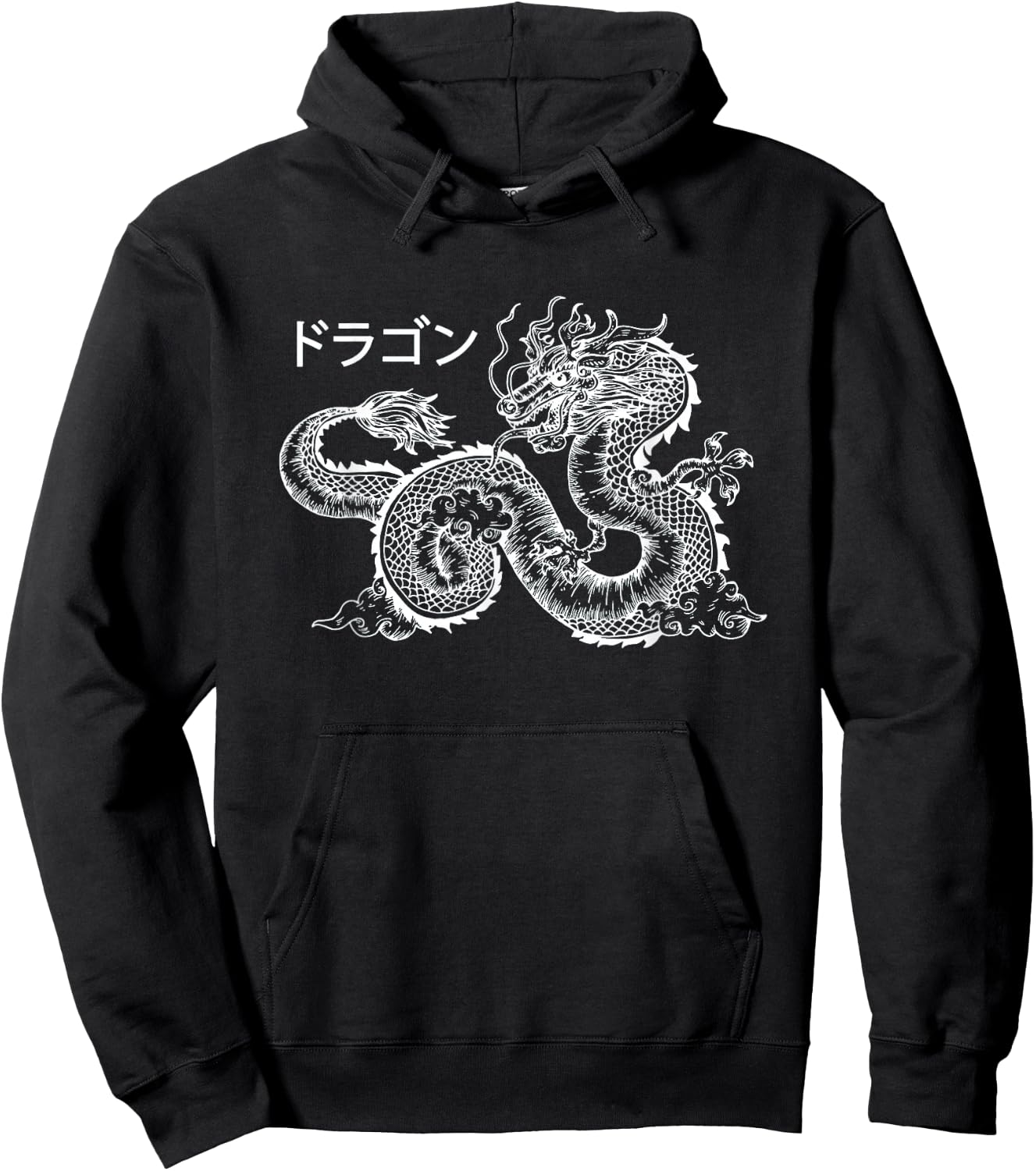 Japanese Aesthetic Dragon Kanji Clothes Women Teen Girls Men Hoodie - Hoodie | Black