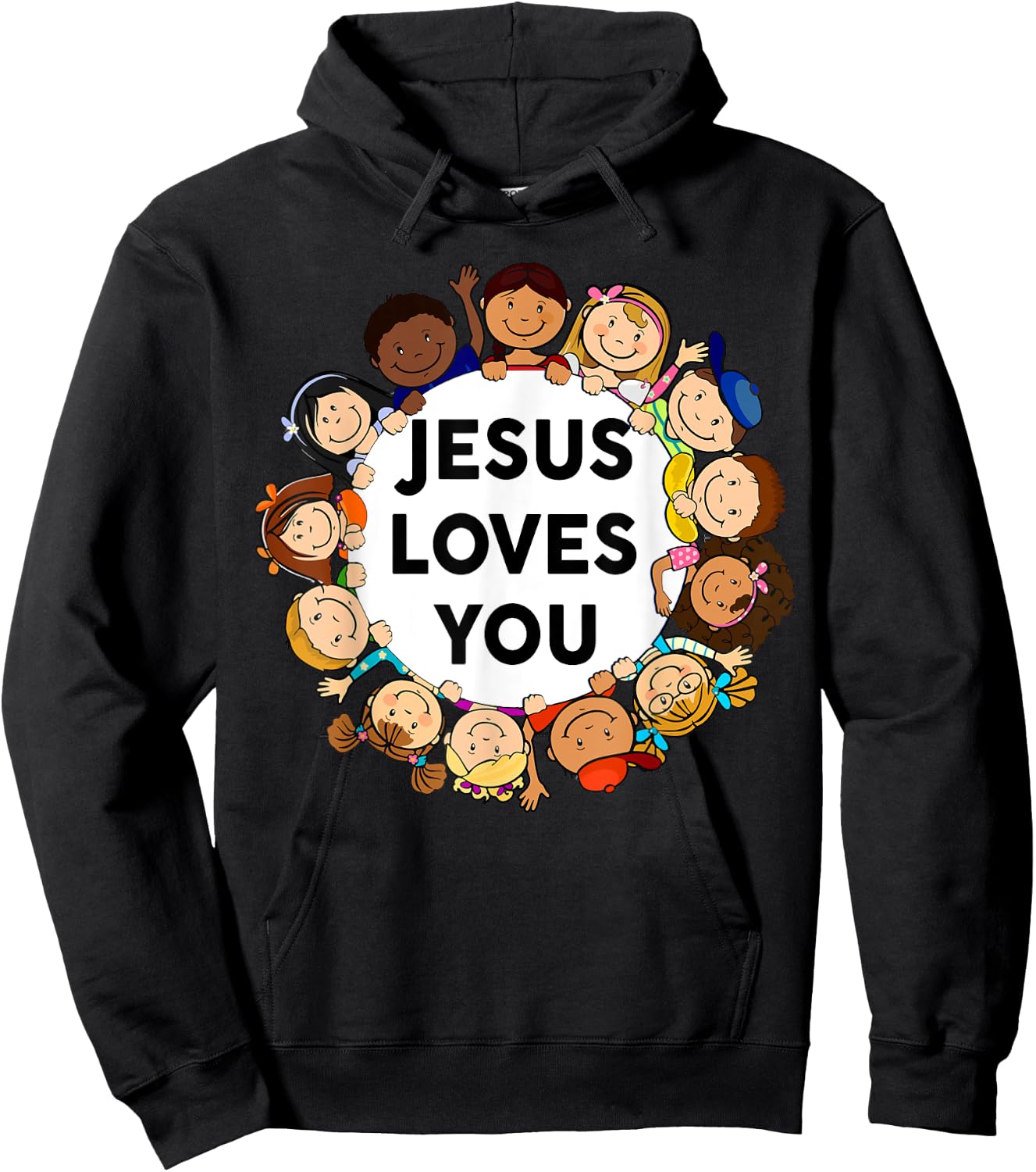 Toddler Jesus Loves You Shirt Kids Boy Girl Christian God Hoodie - Hoodie | Black