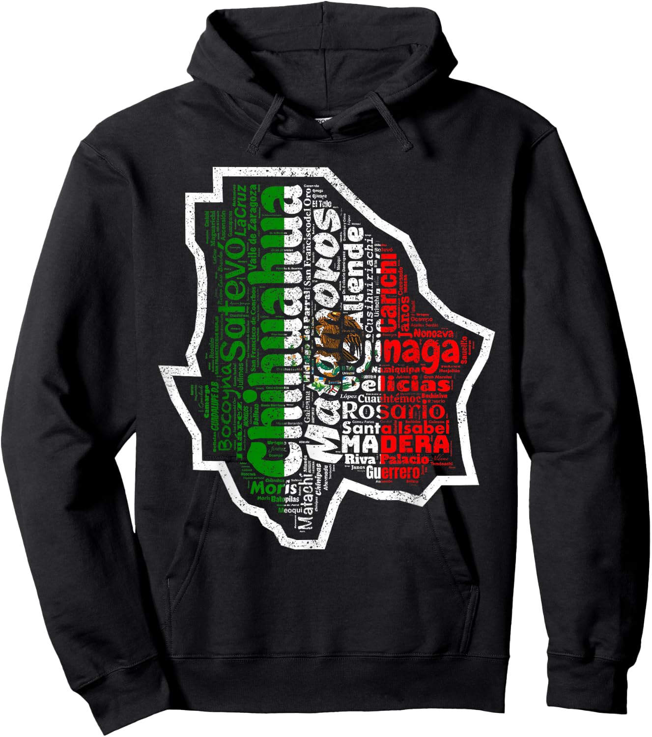 Chihuahua Mexico Mapa Bandera Mexicana State Hoodie - Hoodie | Black