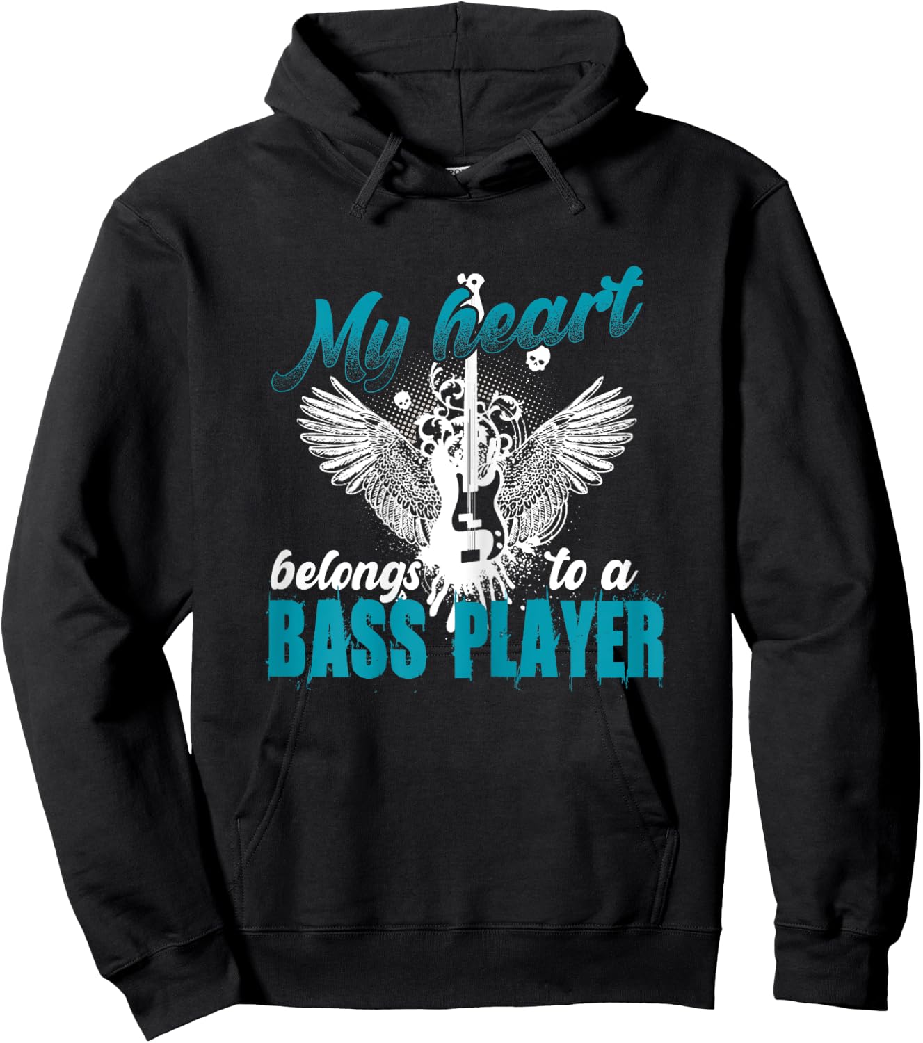 My Heart Belongs To A Bass Player Shirt Wives, Girlfriends Hoodie - Hoodie | Black