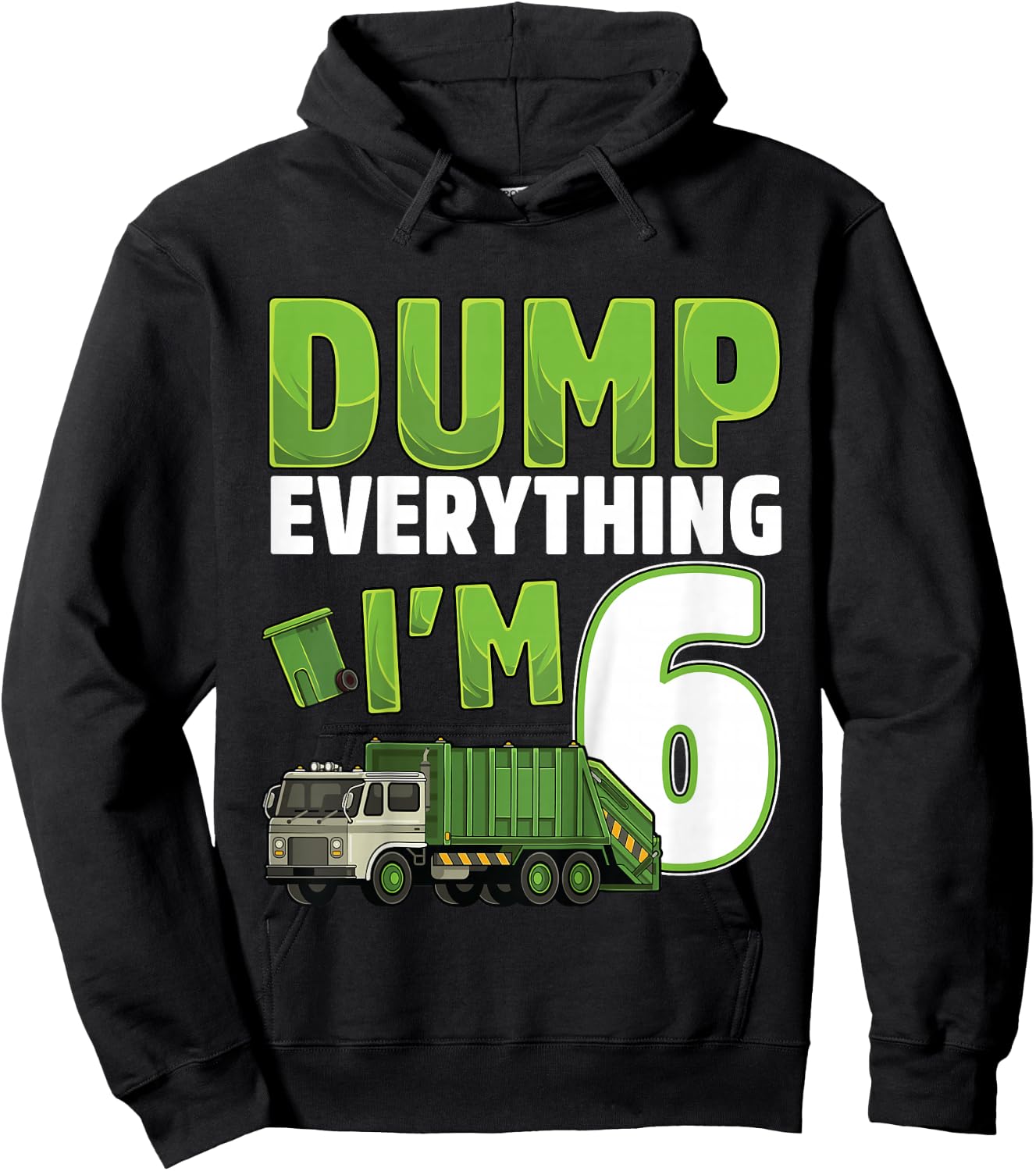 Kids Recycling Trash 6 Year Old Garbage Truck 6th Birthday Boy Hoodie - Hoodie | Black